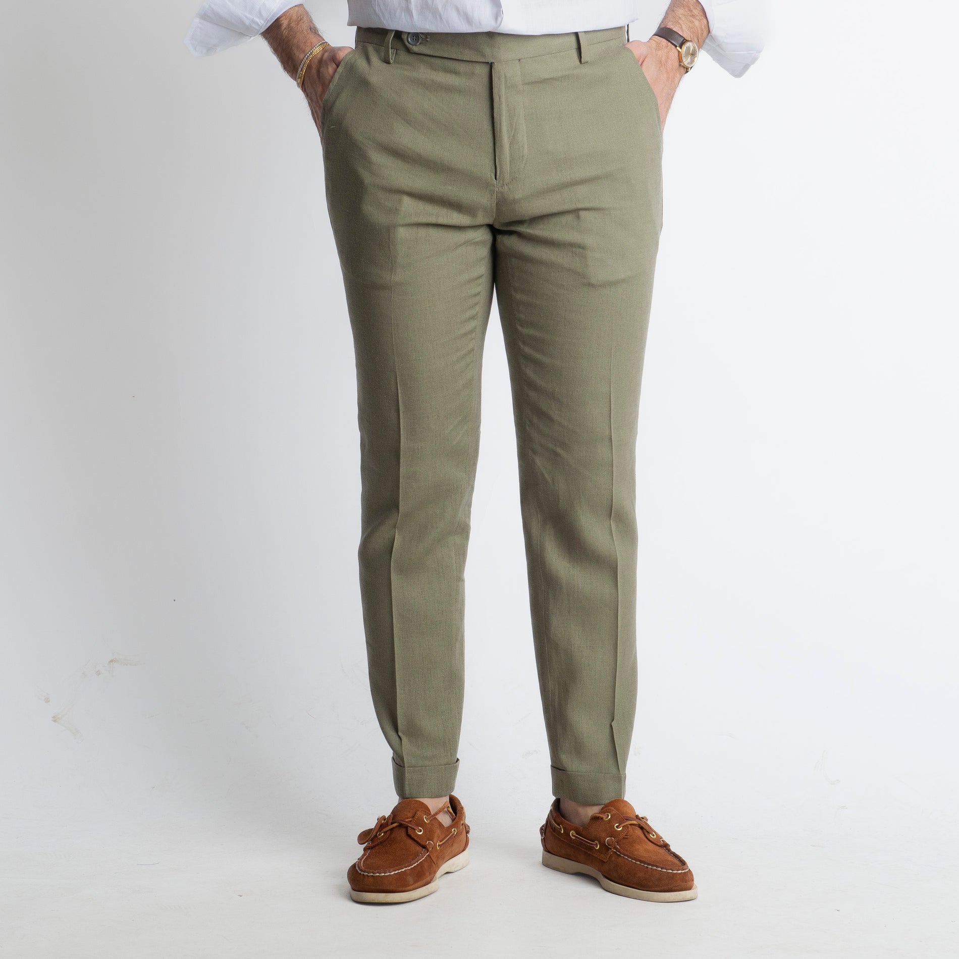 Pantalone in Lino TO8030 Verde
