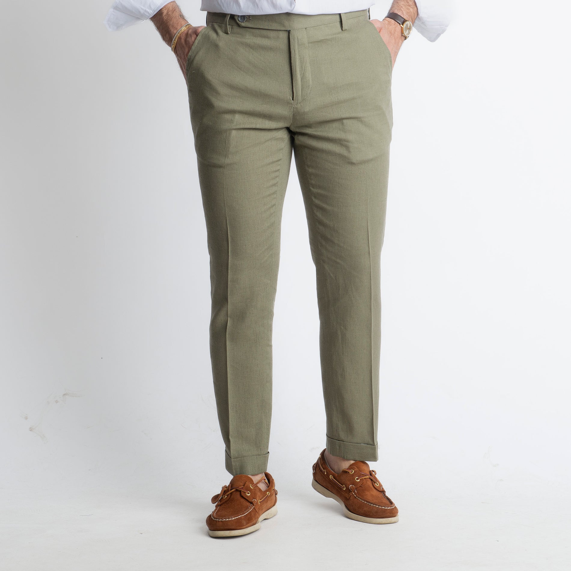 Pantalone in Lino TO8030 Verde