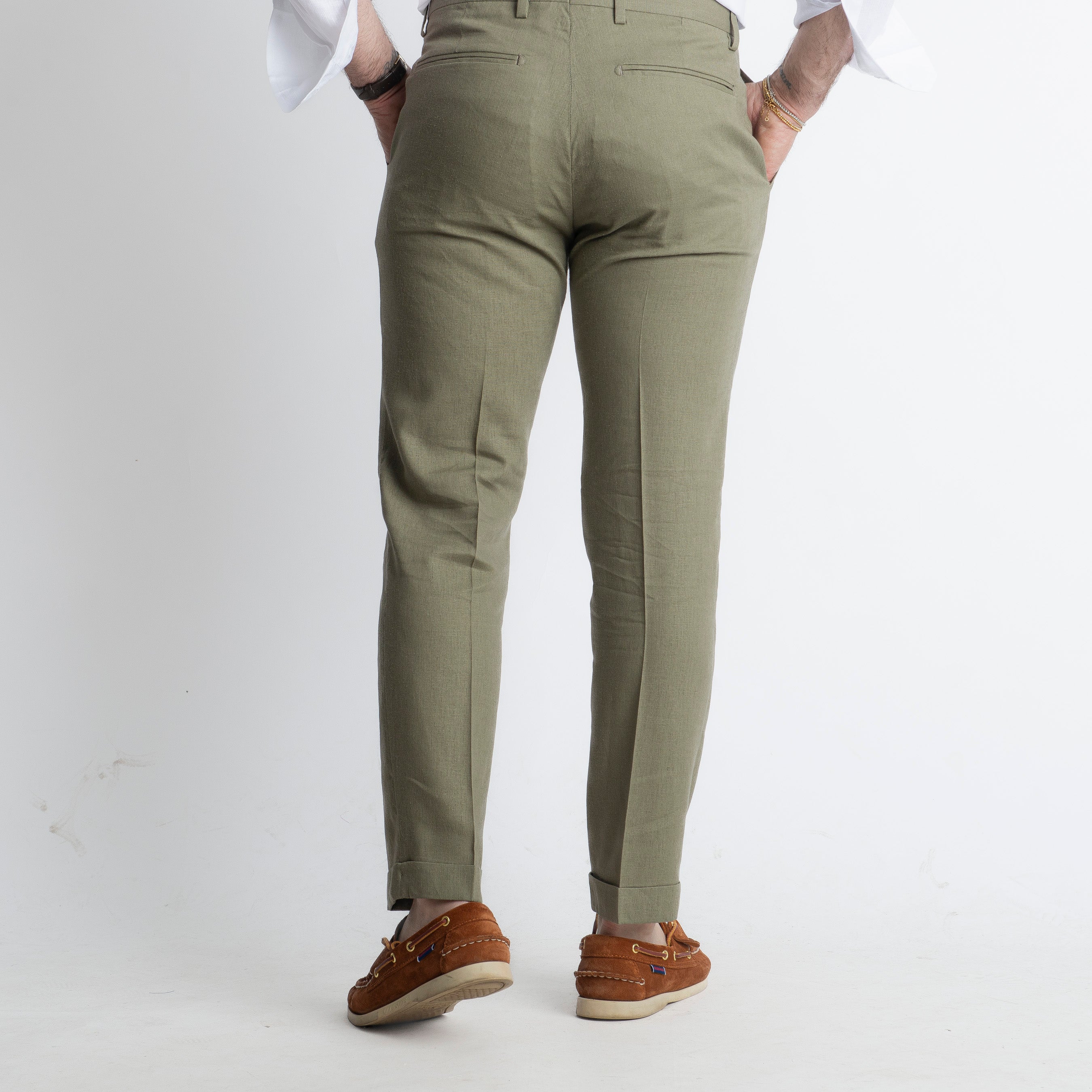 Pantalone in Lino TO8030 Verde
