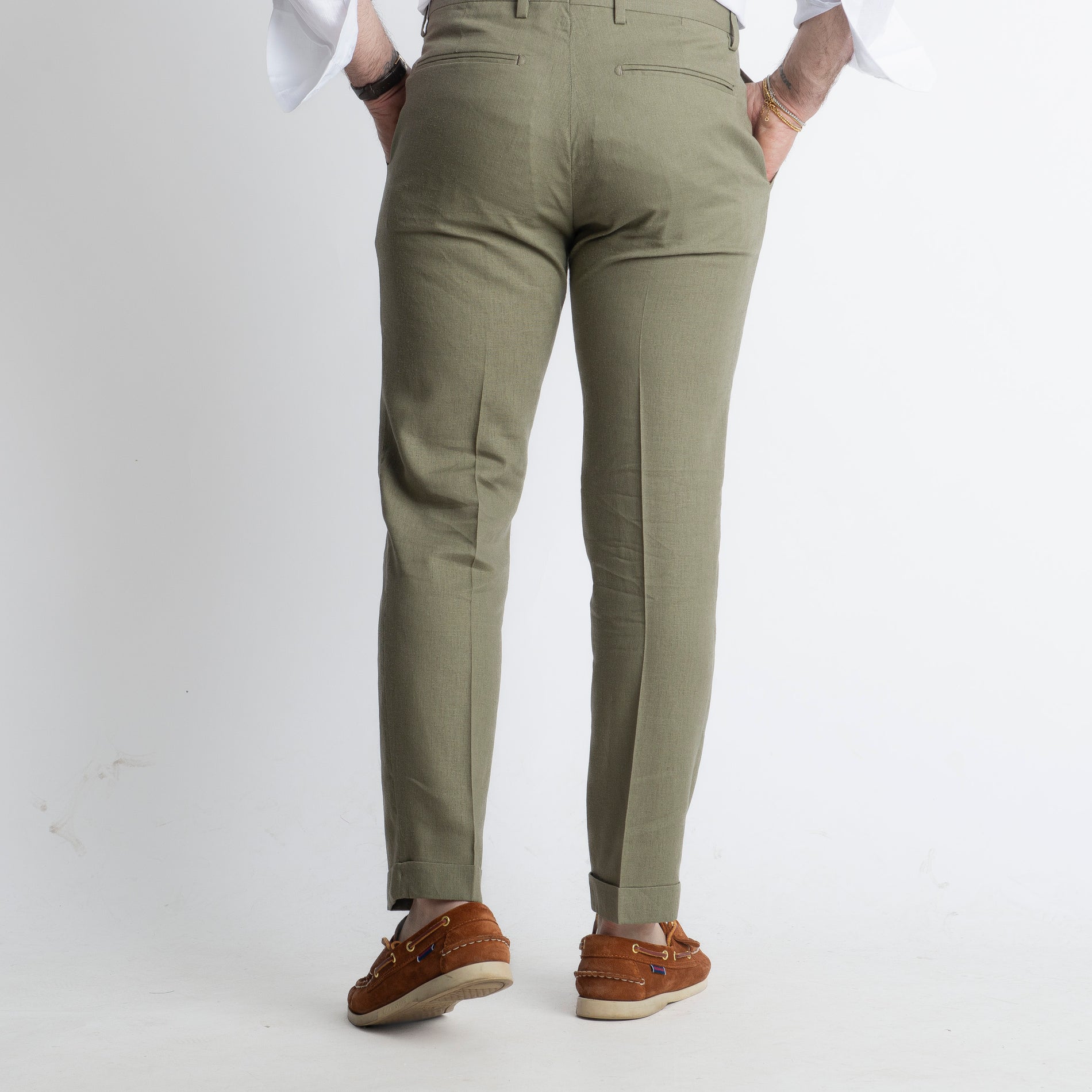 Pantalone in Lino TO8030 Verde