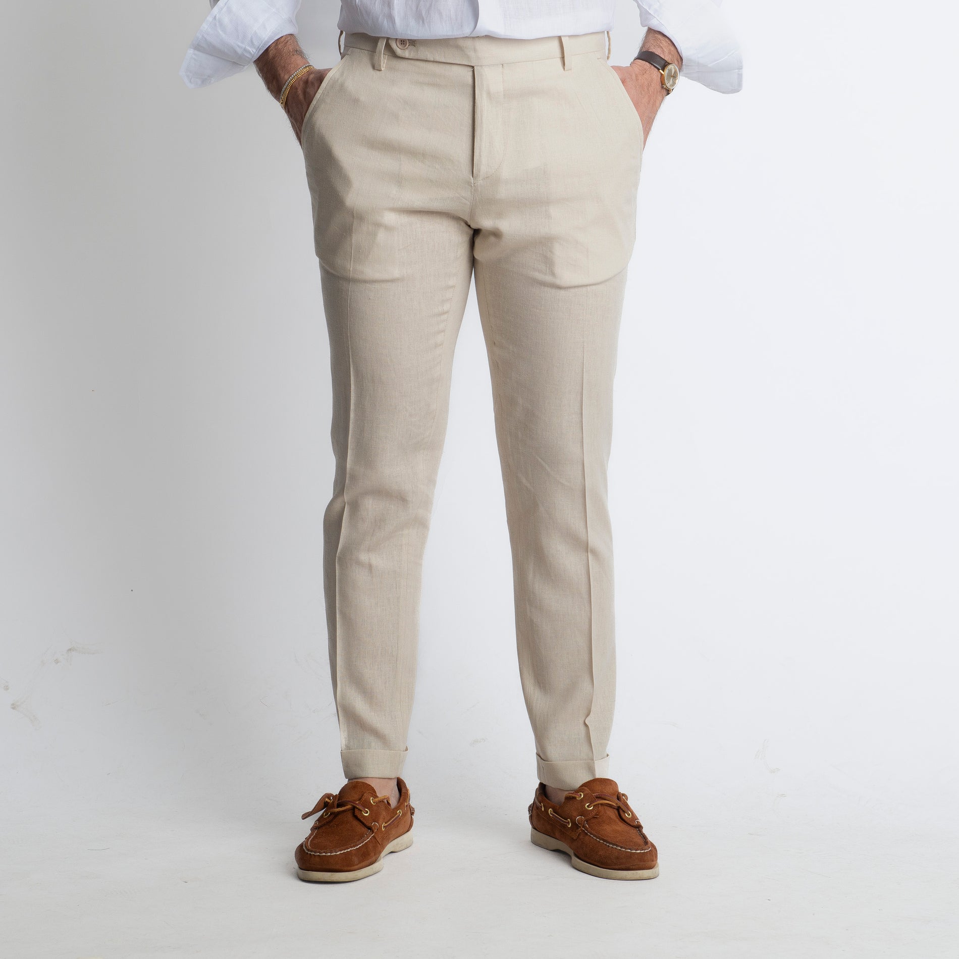 Pantalone in Lino TO8030 Beige