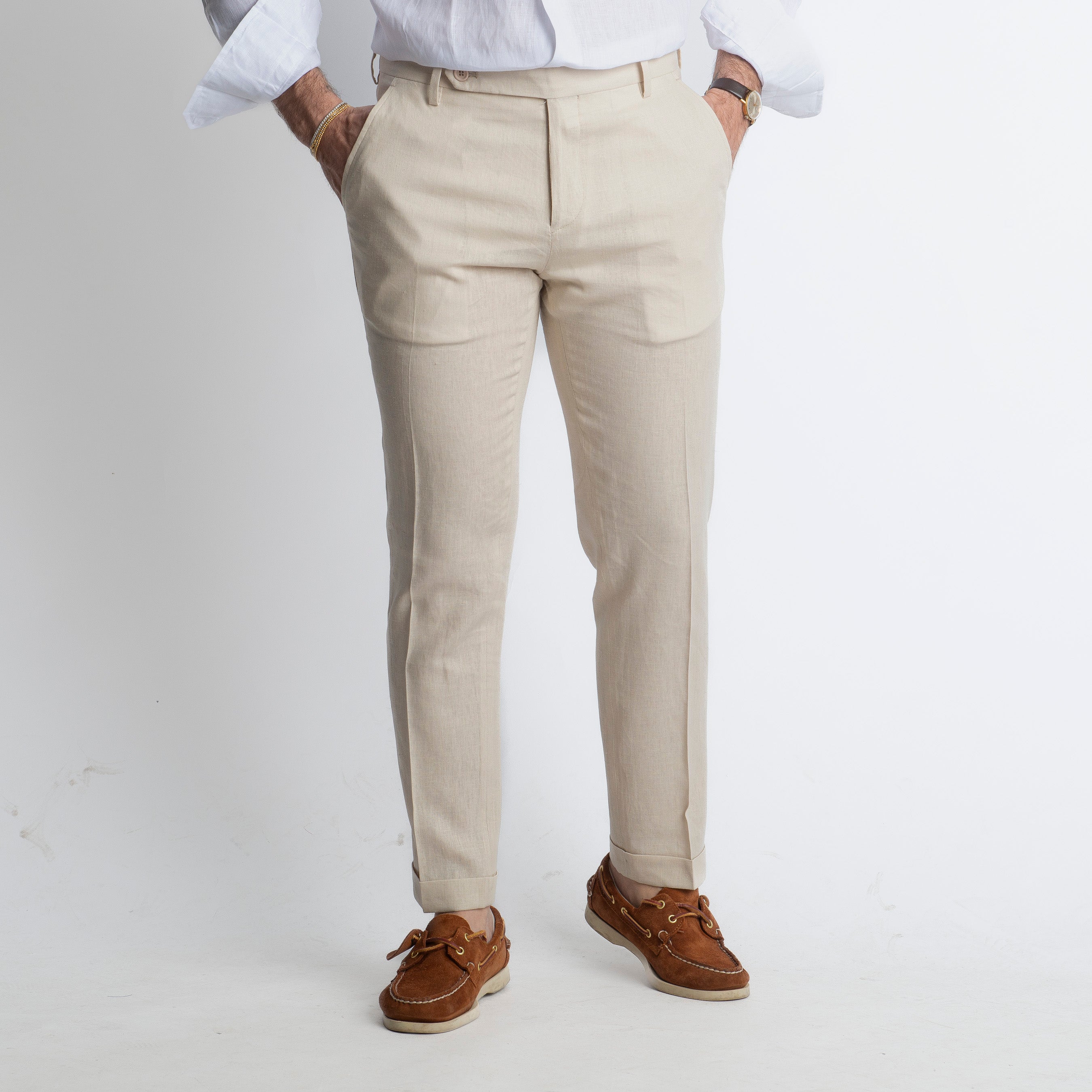 Pantalone in Lino TO8030 Beige