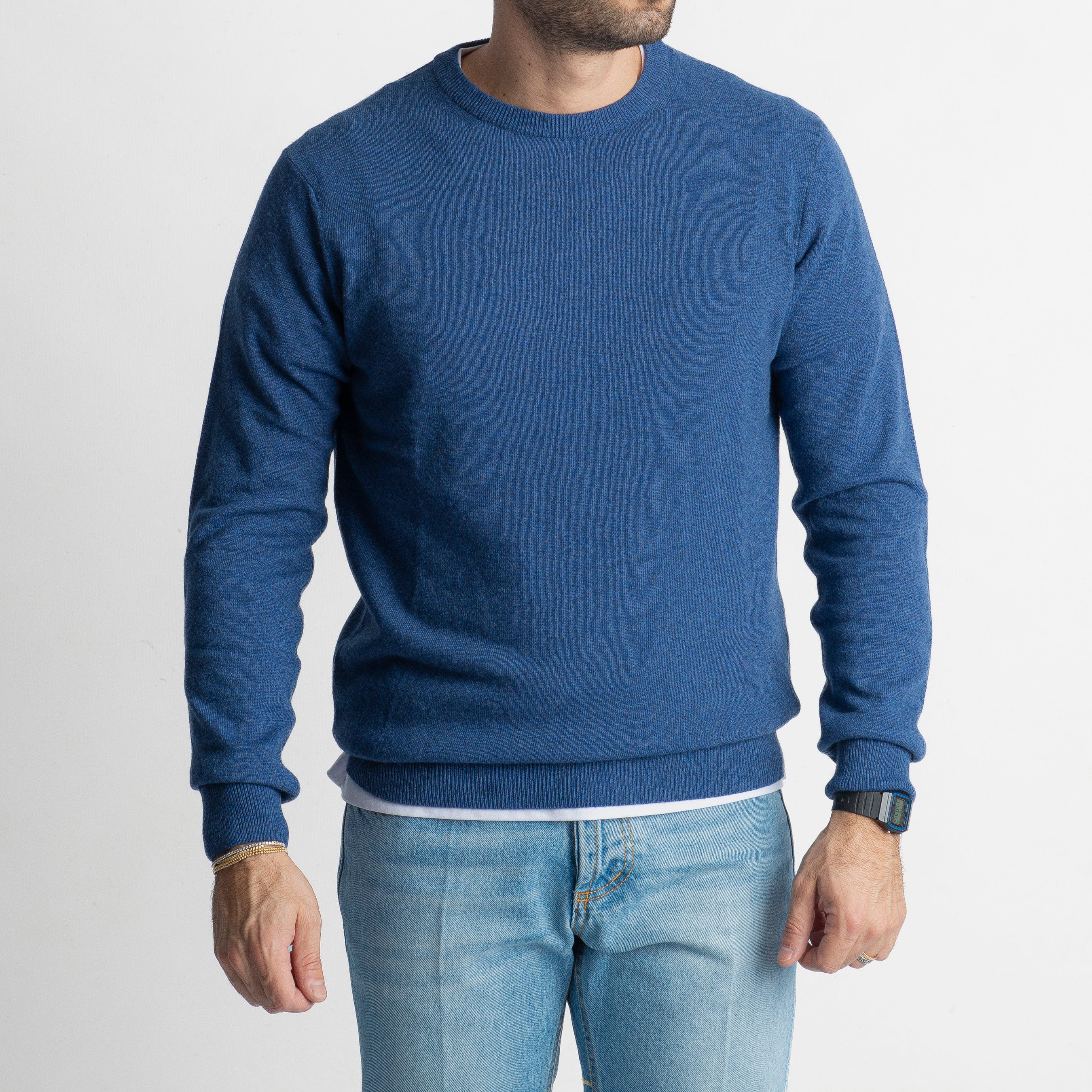 Maglioncino Girocollo Misto Cachemire Jeans