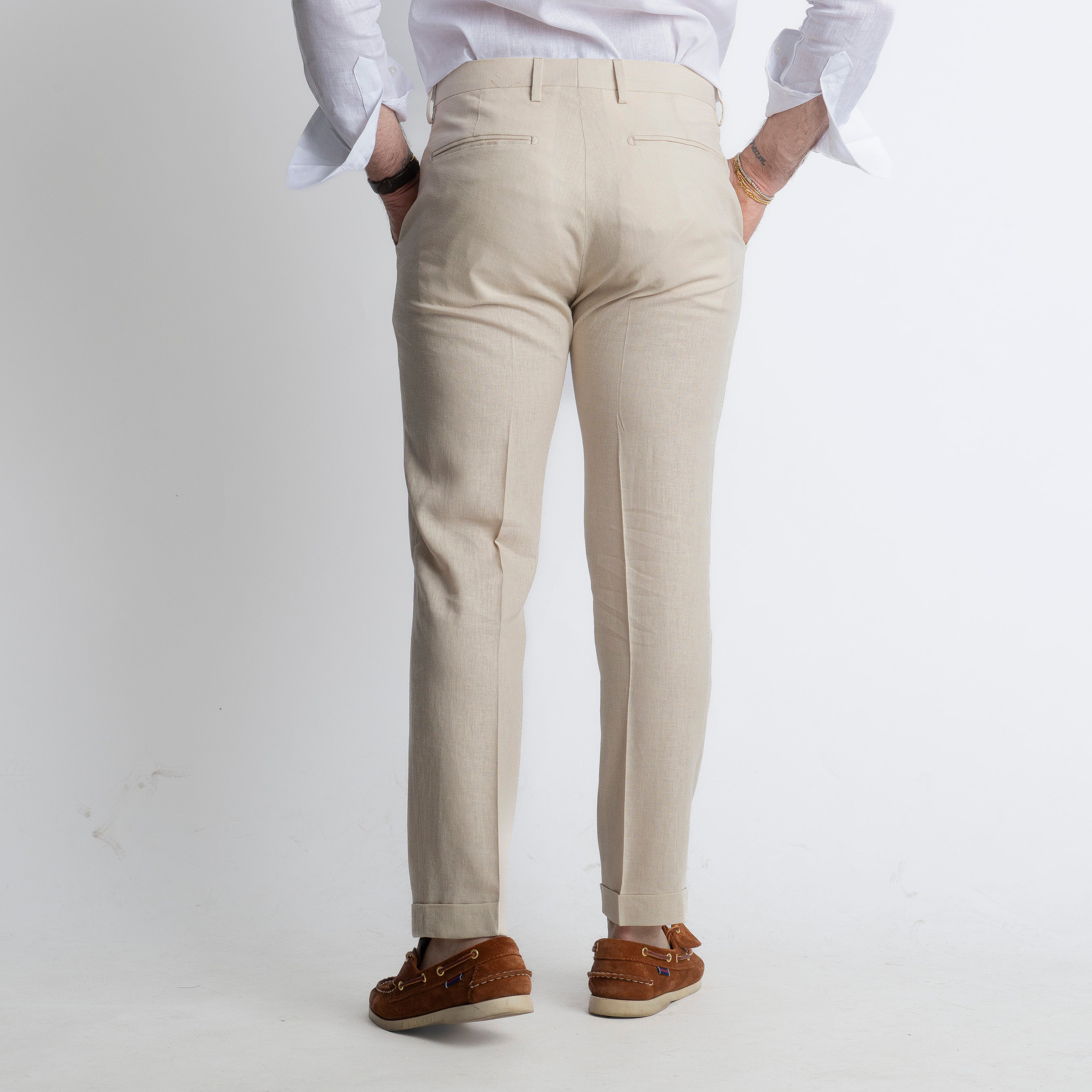 Pantalone in Lino TO8030 Beige