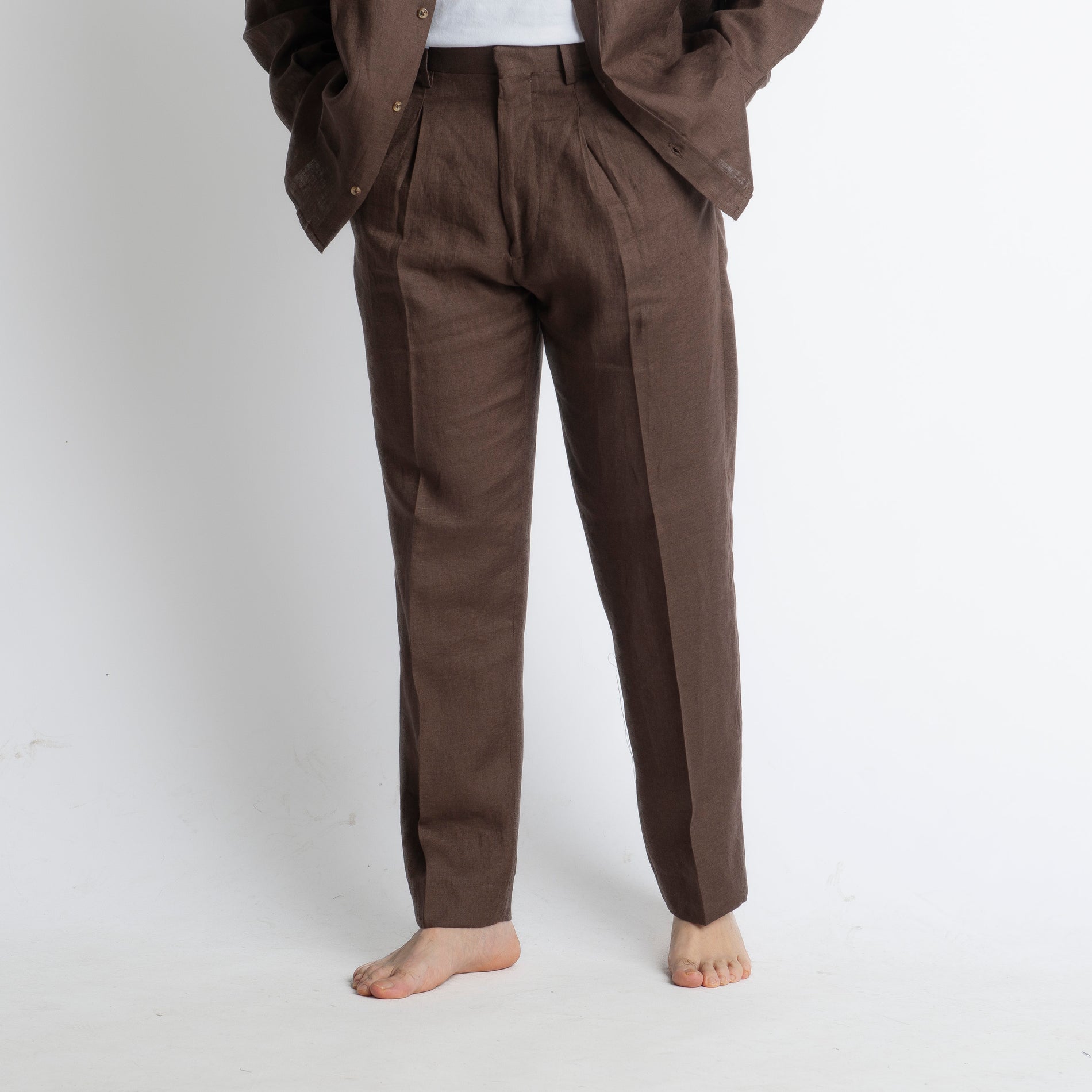 Pantalone 100% Lino Irlandese Fondo Ampio Moro