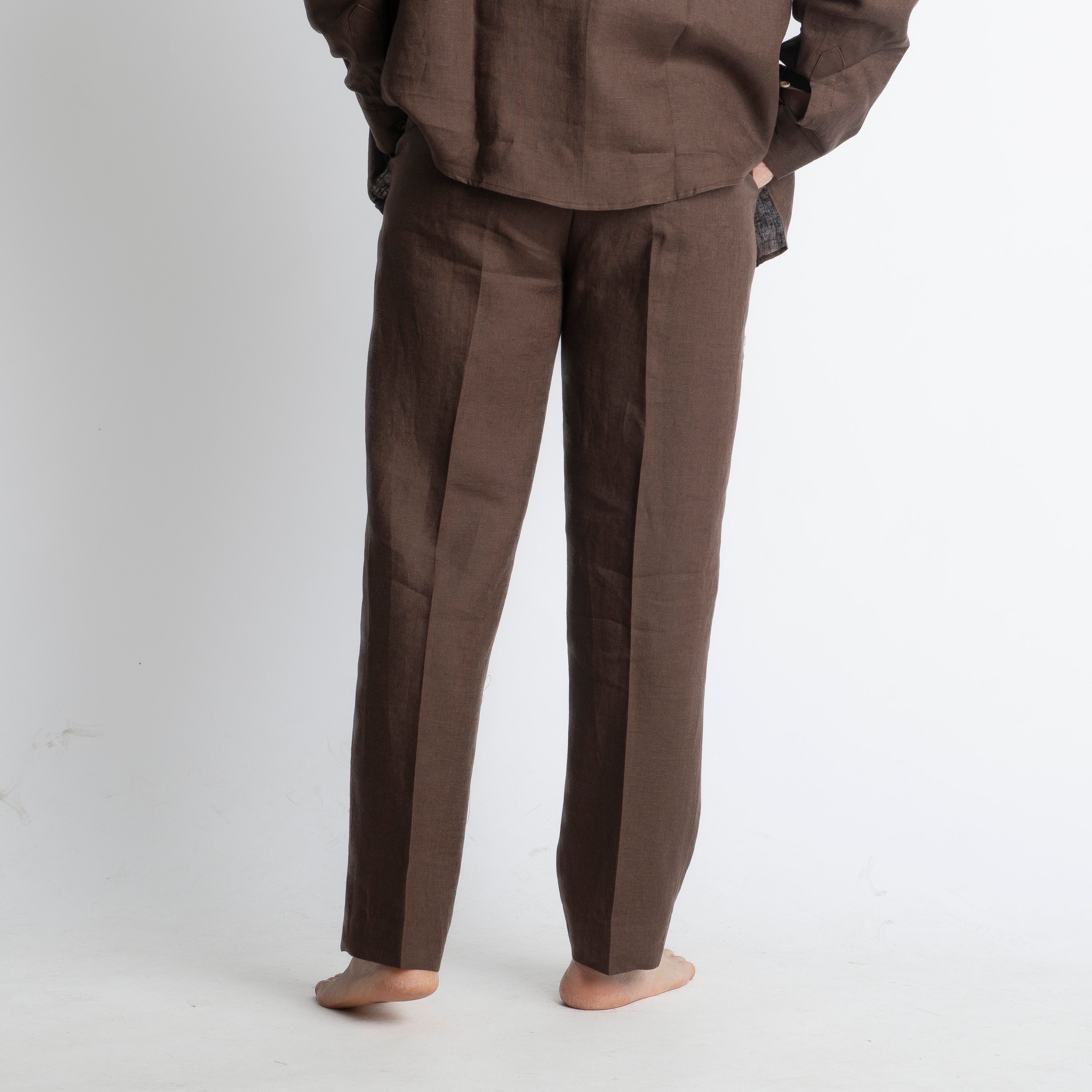 Pantalone 100% Lino Irlandese Fondo Ampio Moro