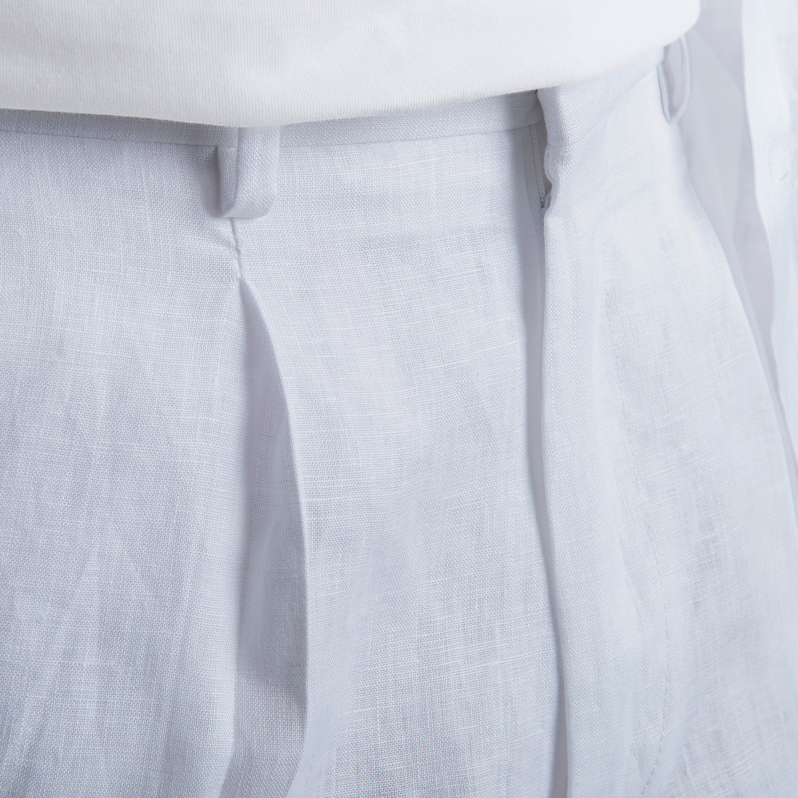Pantalone 100% Lino Irlandese Fondo Ampio Bianco