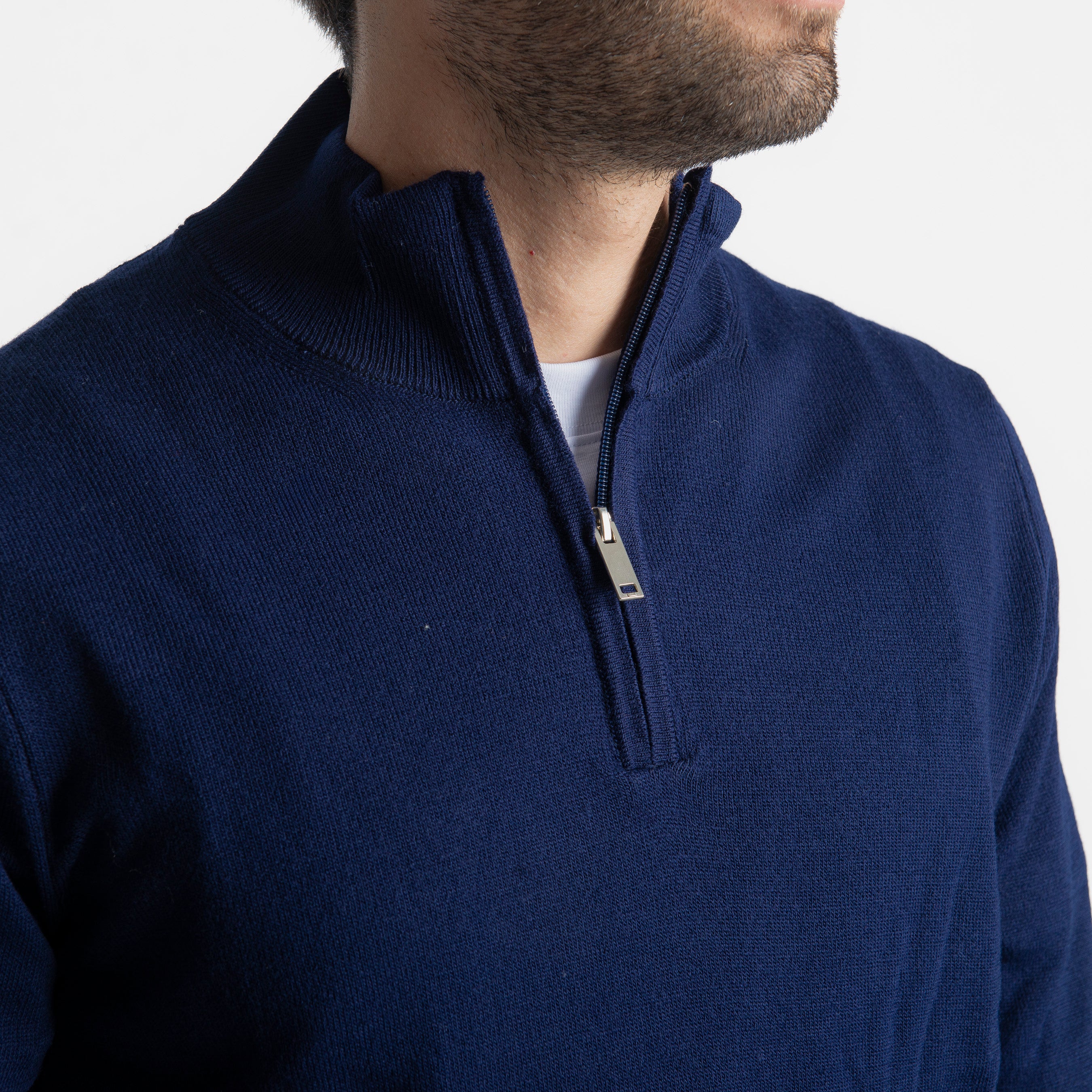 Maglioncino in Lana Mezza Zip Blu