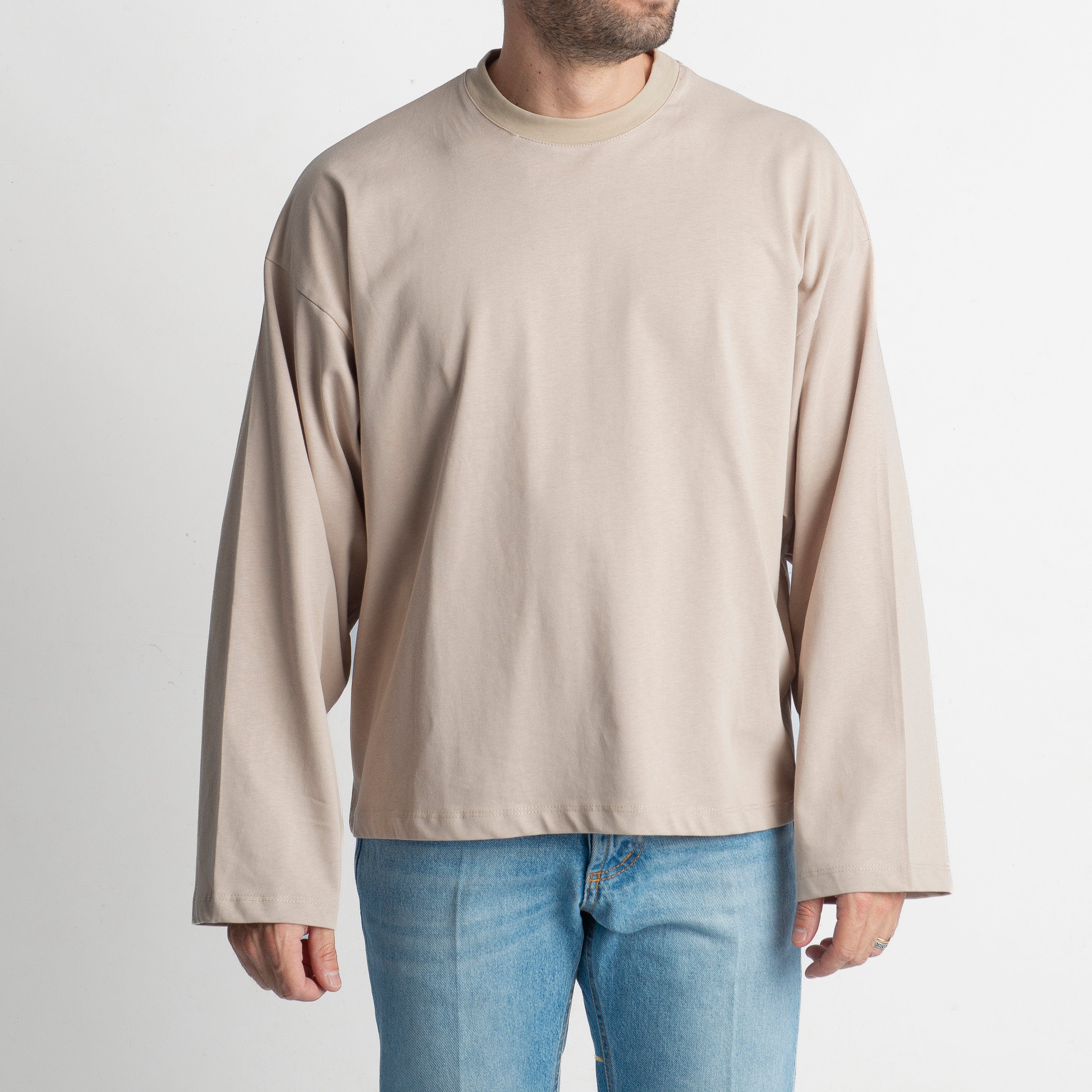 T-shirt Long Sleeve Boxy Fit Beige