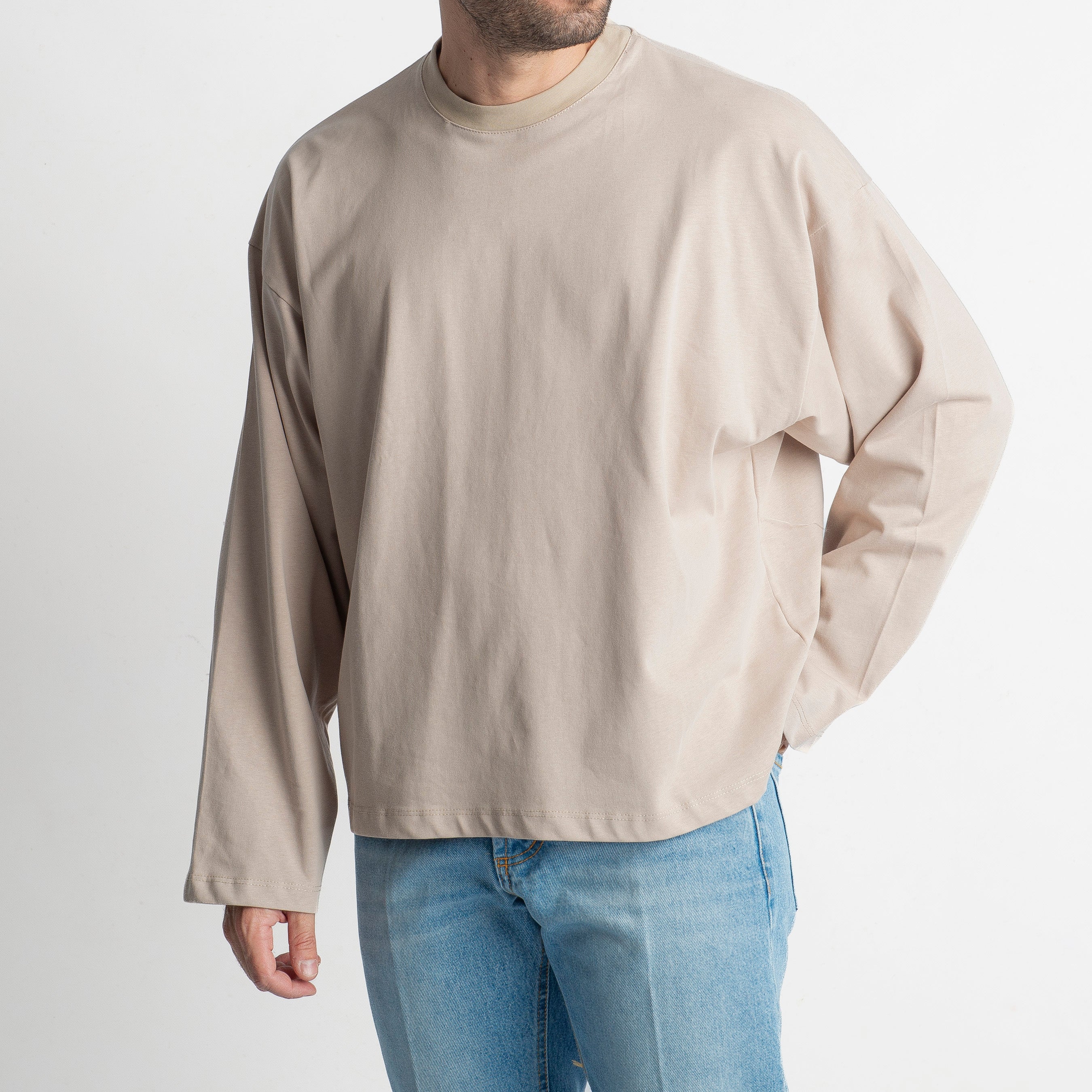 T-shirt Long Sleeve Boxy Fit Beige