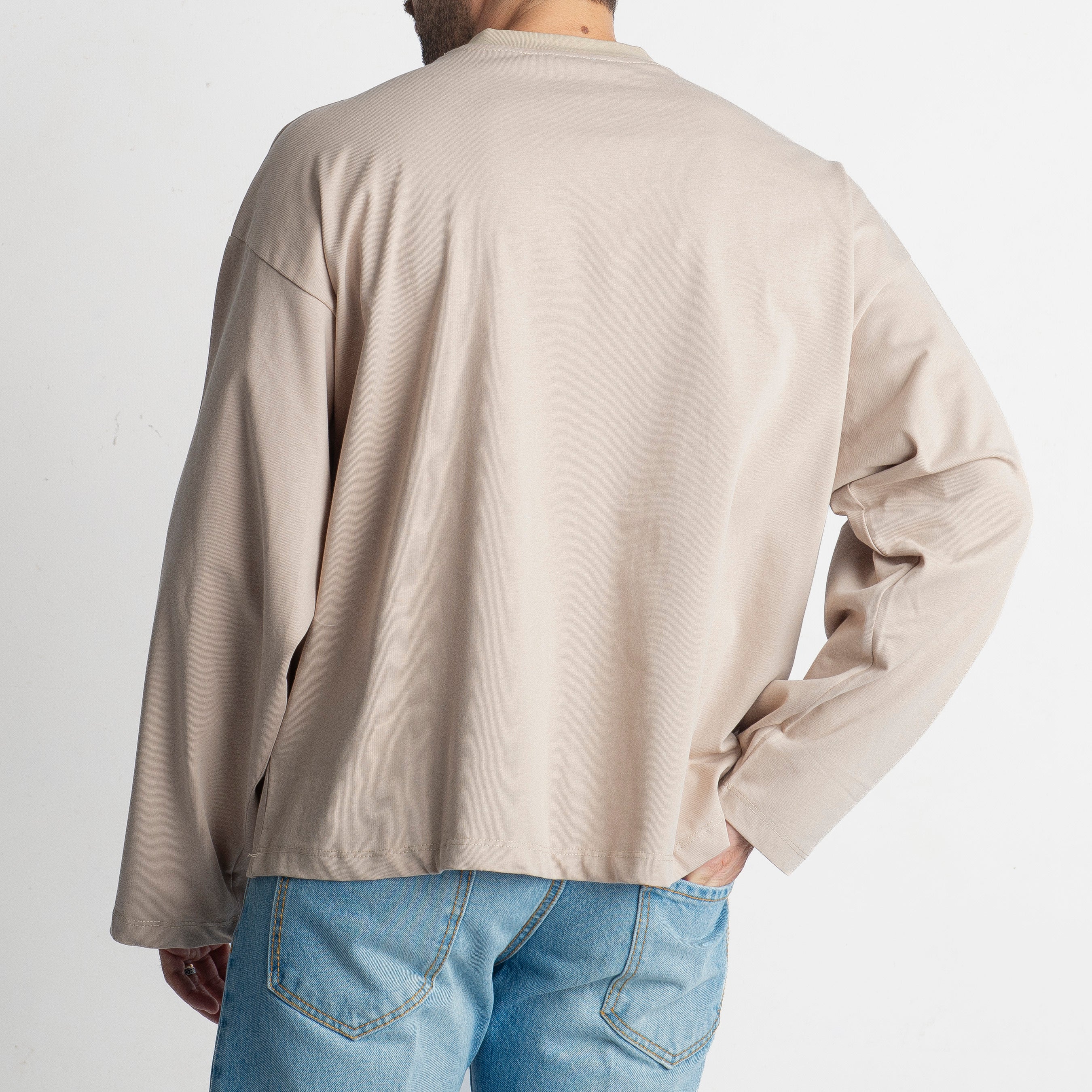 T-shirt Long Sleeve Boxy Fit Beige