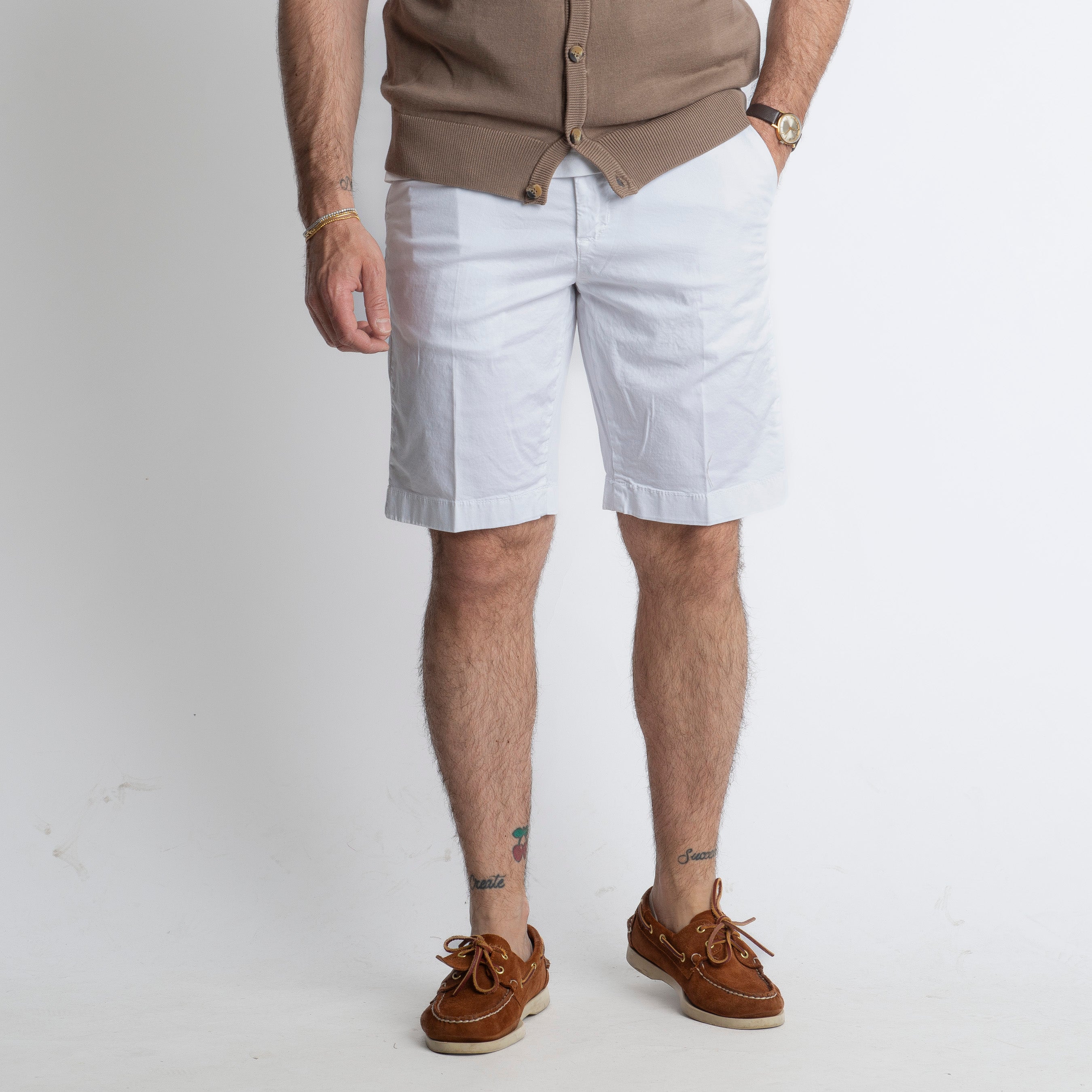 Bermuda in Cotone Tasca America Bianco