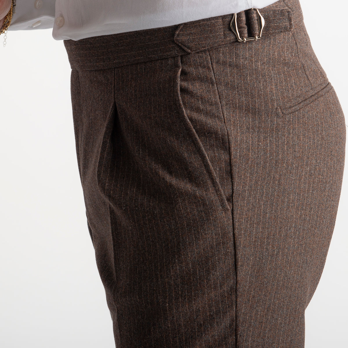 Pantalone Mecenate Gessato in Lana TO8025 Testa di Moro