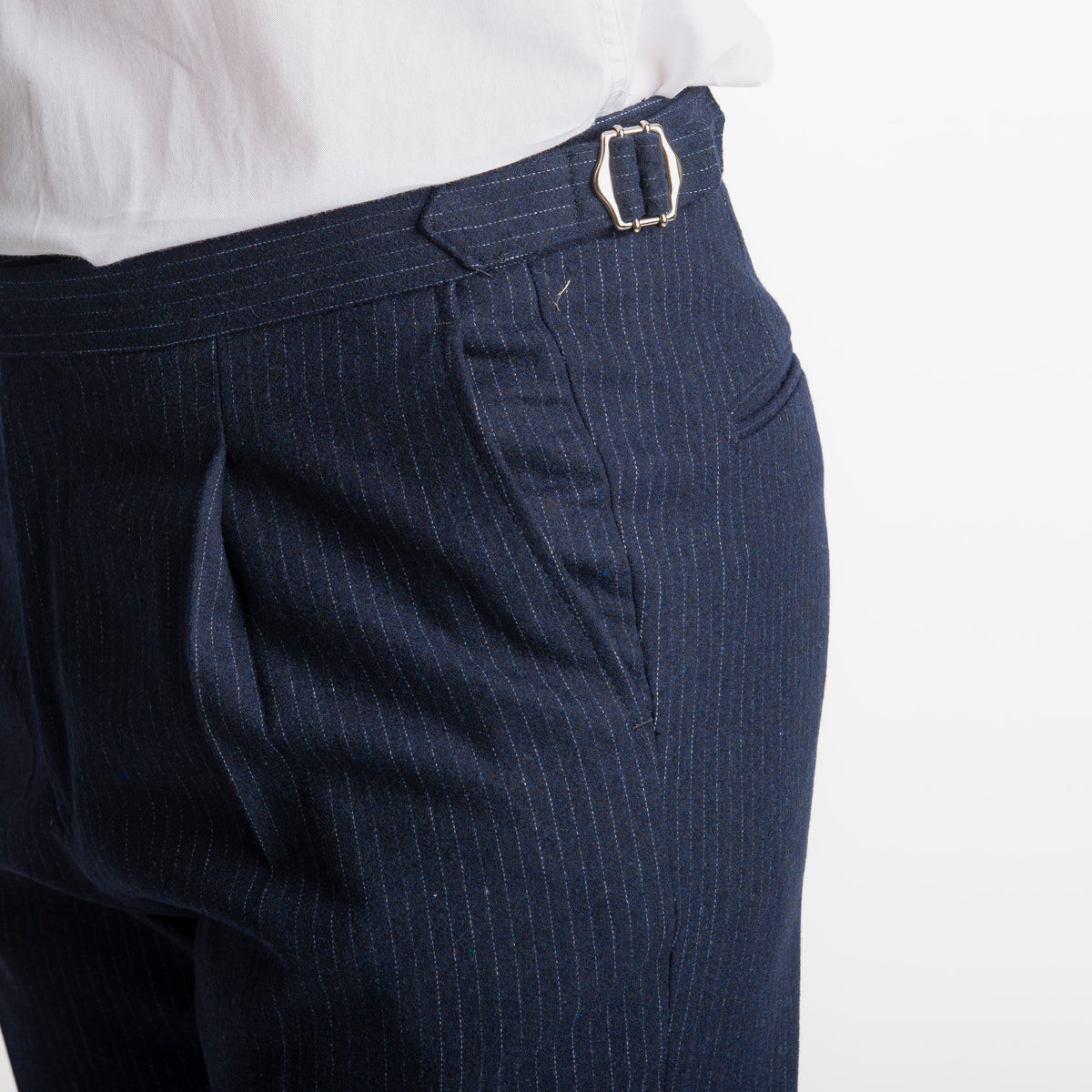 Pantalone Mecenate Gessato in Lana TO8025 Blu