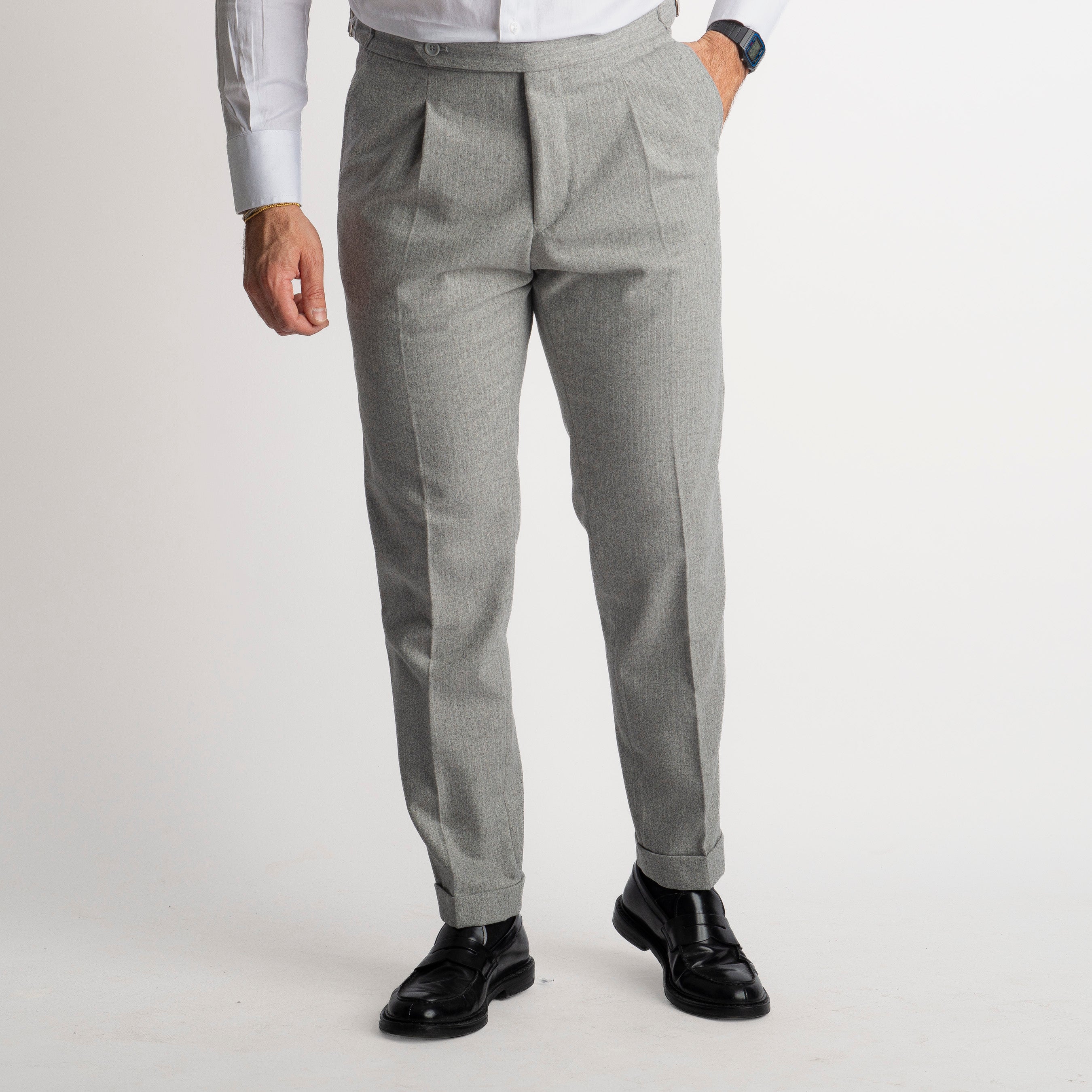 Pantalone Mecenate Gessato in Lana TO8025 Grigio