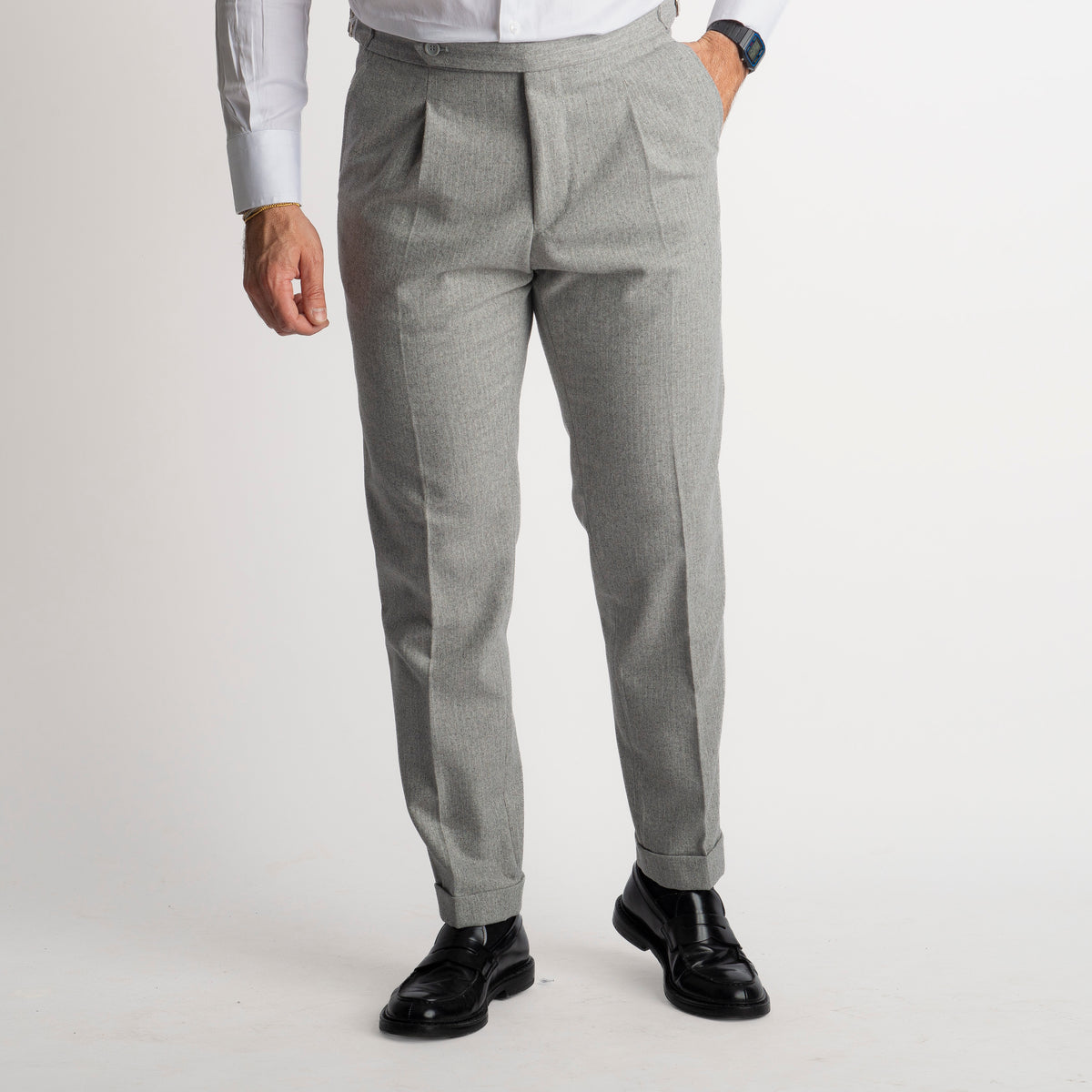 Pantalone Mecenate Gessato in Lana TO8025 Grigio