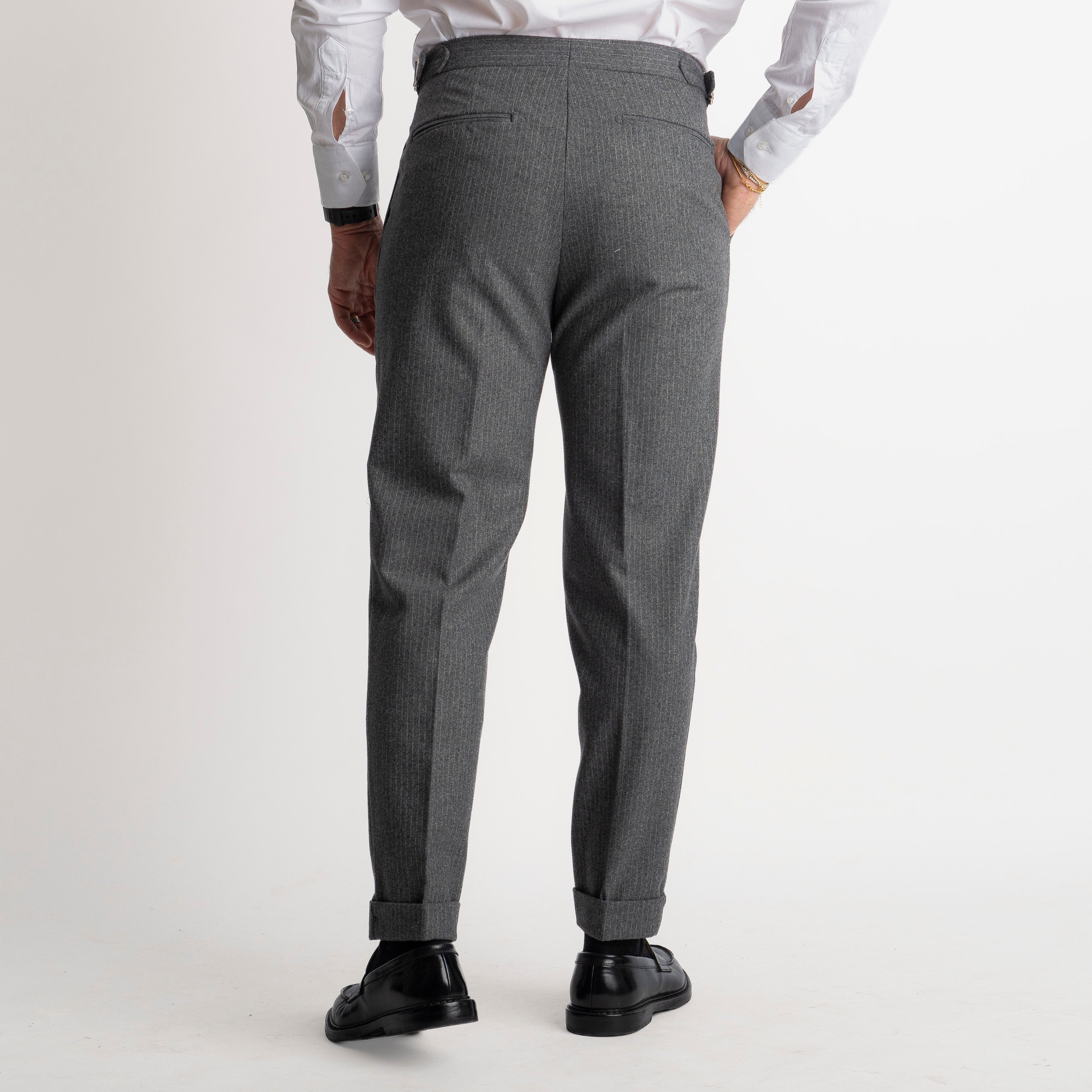 Pantalone Mecenate Gessato in Lana TO8025 Grigio Antracite