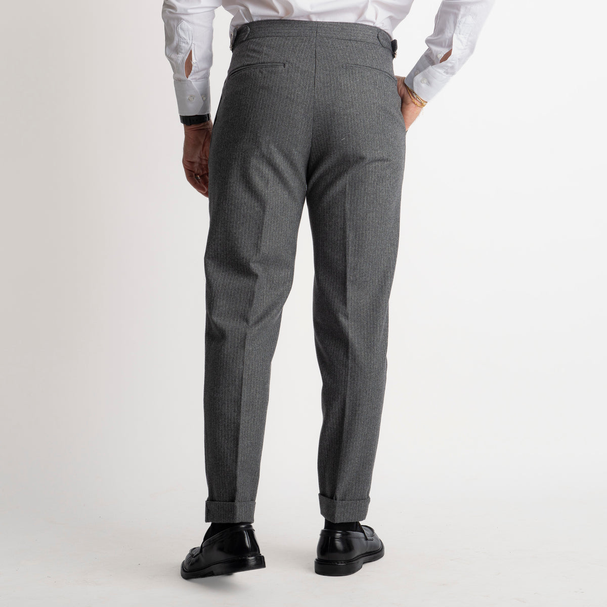 Pantalone Mecenate Gessato in Lana TO8025 Grigio Antracite