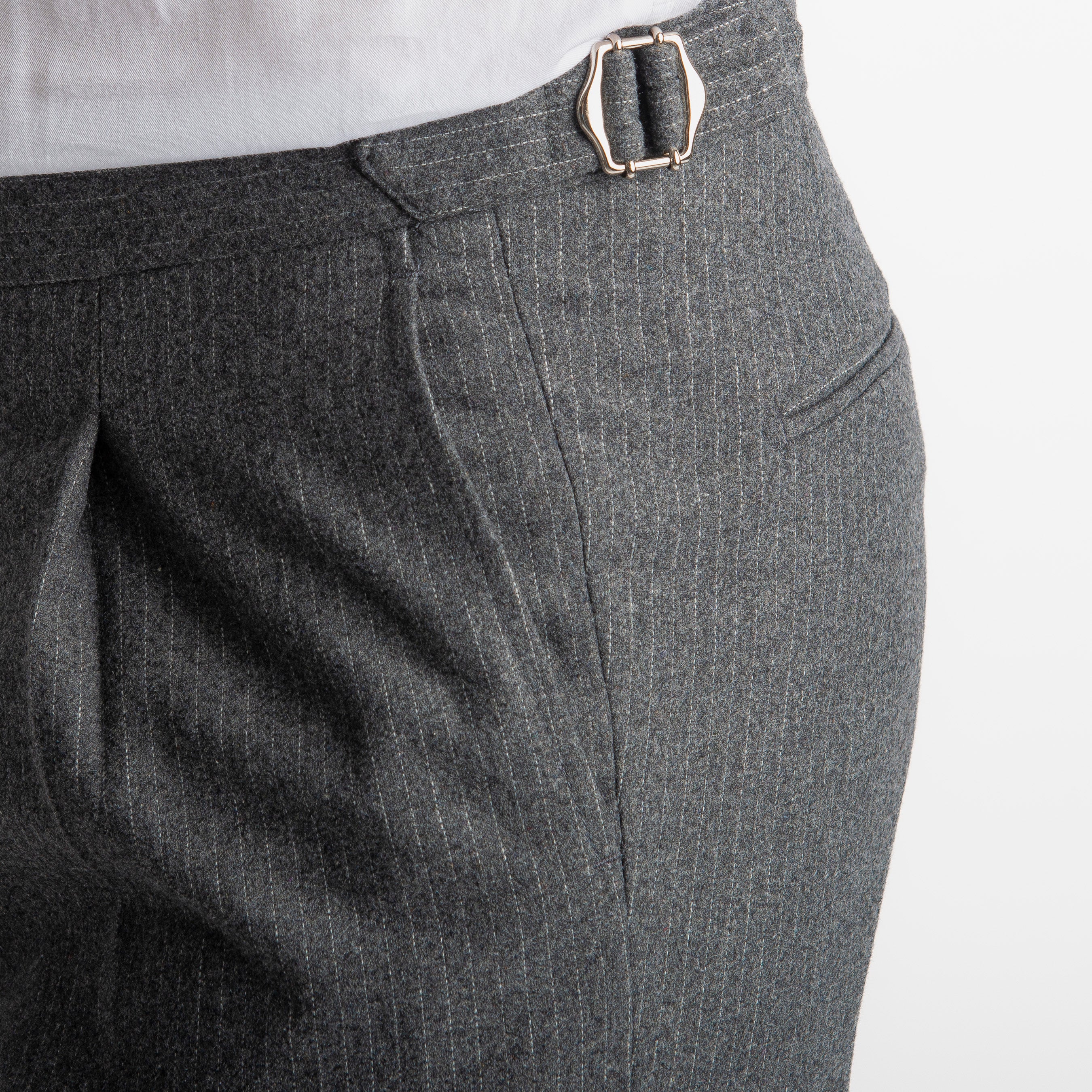 Pantalone Mecenate Gessato in Lana TO8025 Grigio Antracite