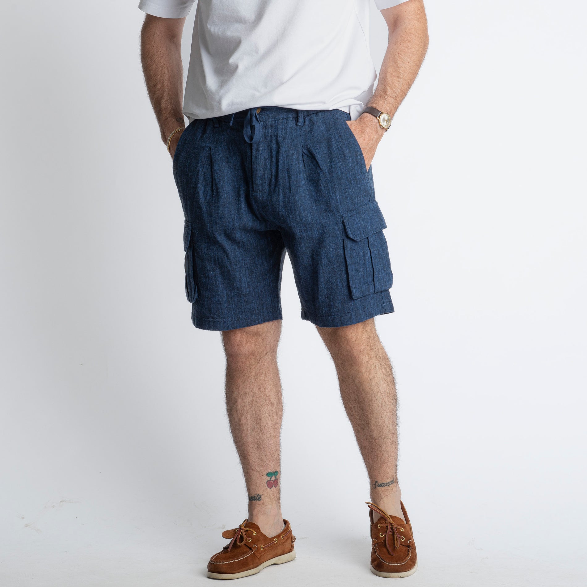 Bermuda Cargo 100% Lino Blu