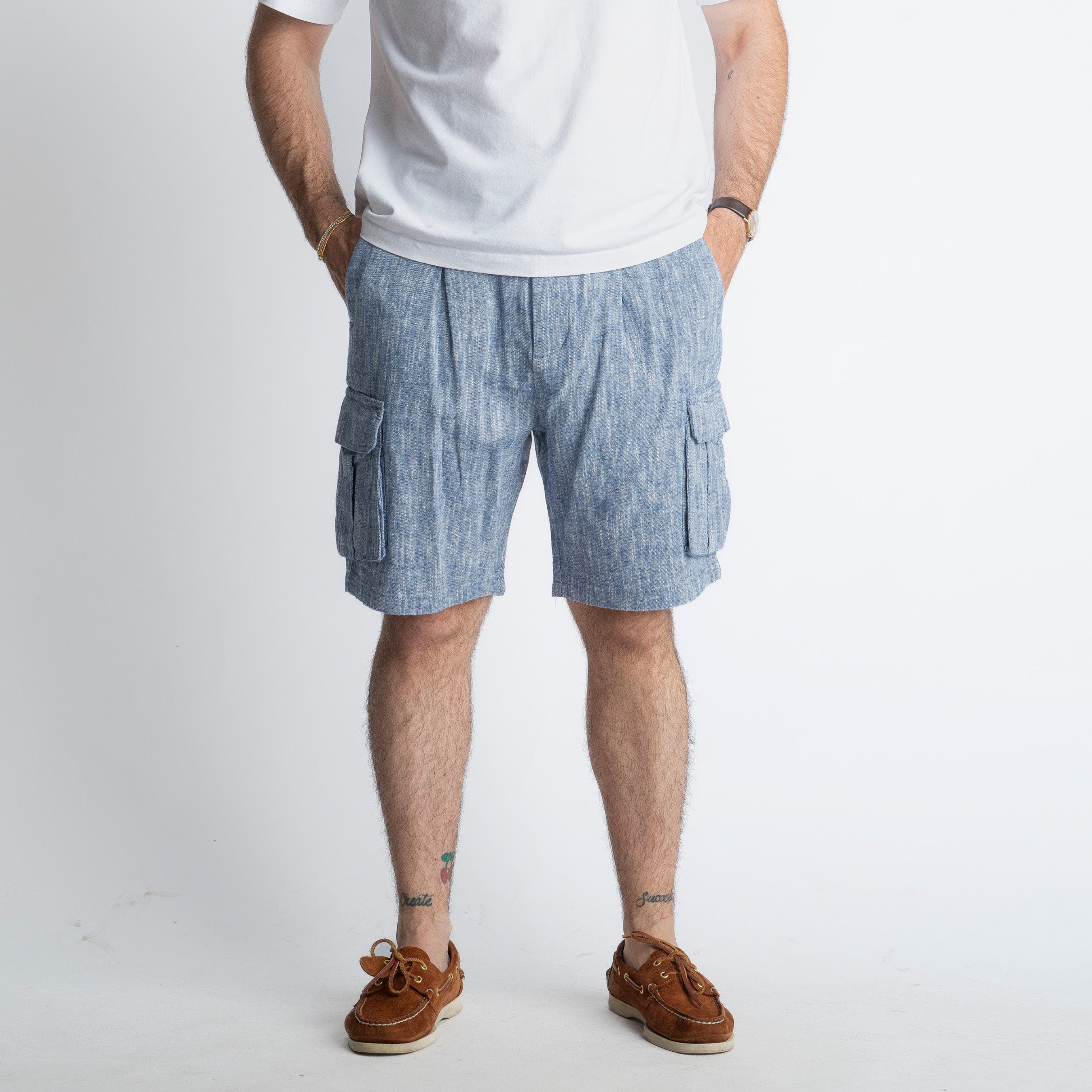Bermuda Cargo 100% Lino Denim