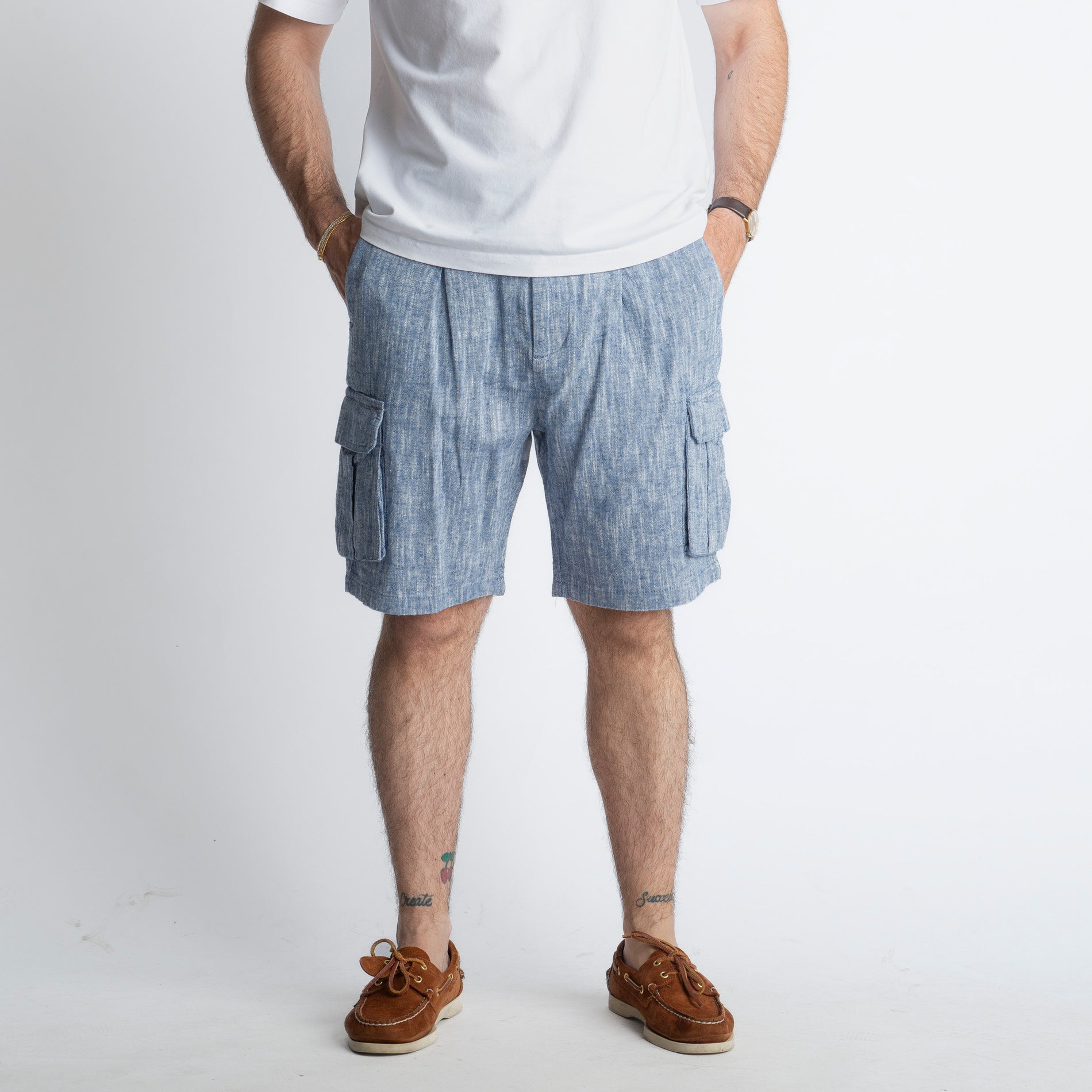 Bermuda Cargo 100% Lino Denim
