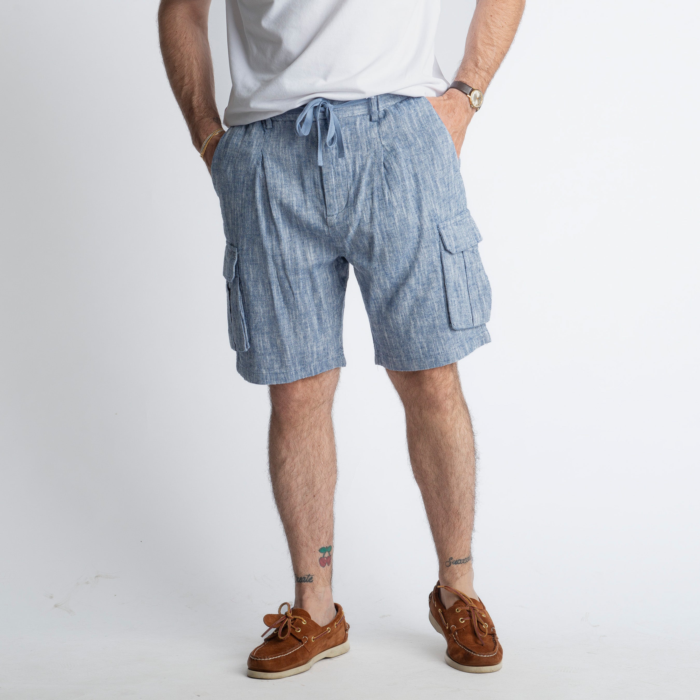 Bermuda Cargo 100% Lino Denim