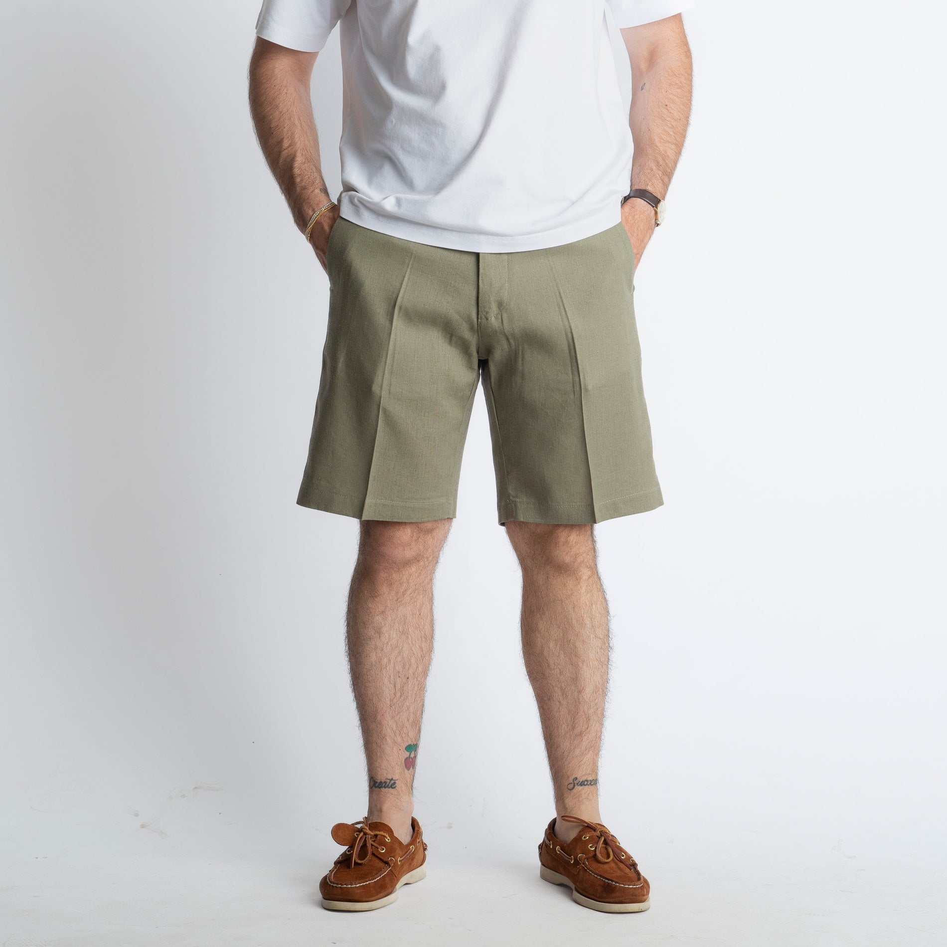 Bermuda in Lino Mezza Molla TO80015 Verde
