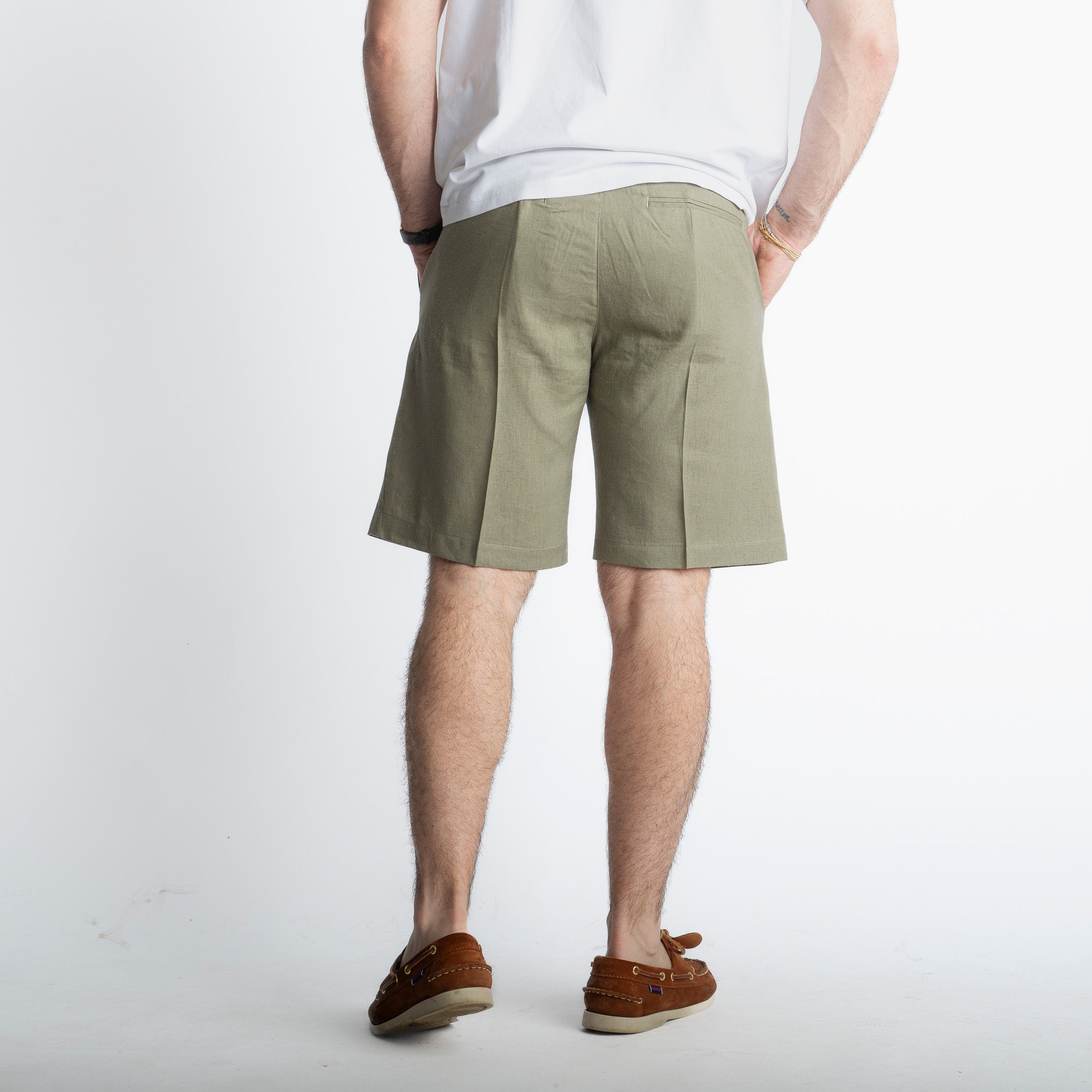 Bermuda in Lino Mezza Molla TO80015 Verde