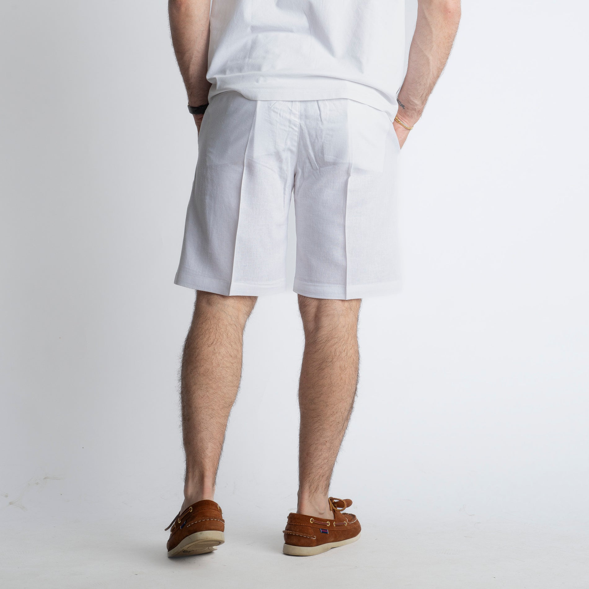 Bermuda in Lino Mezza Molla TO80015 Bianco