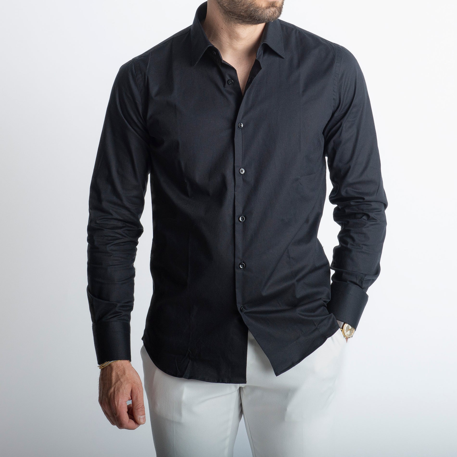 Camicia Tinta Unita Nera
