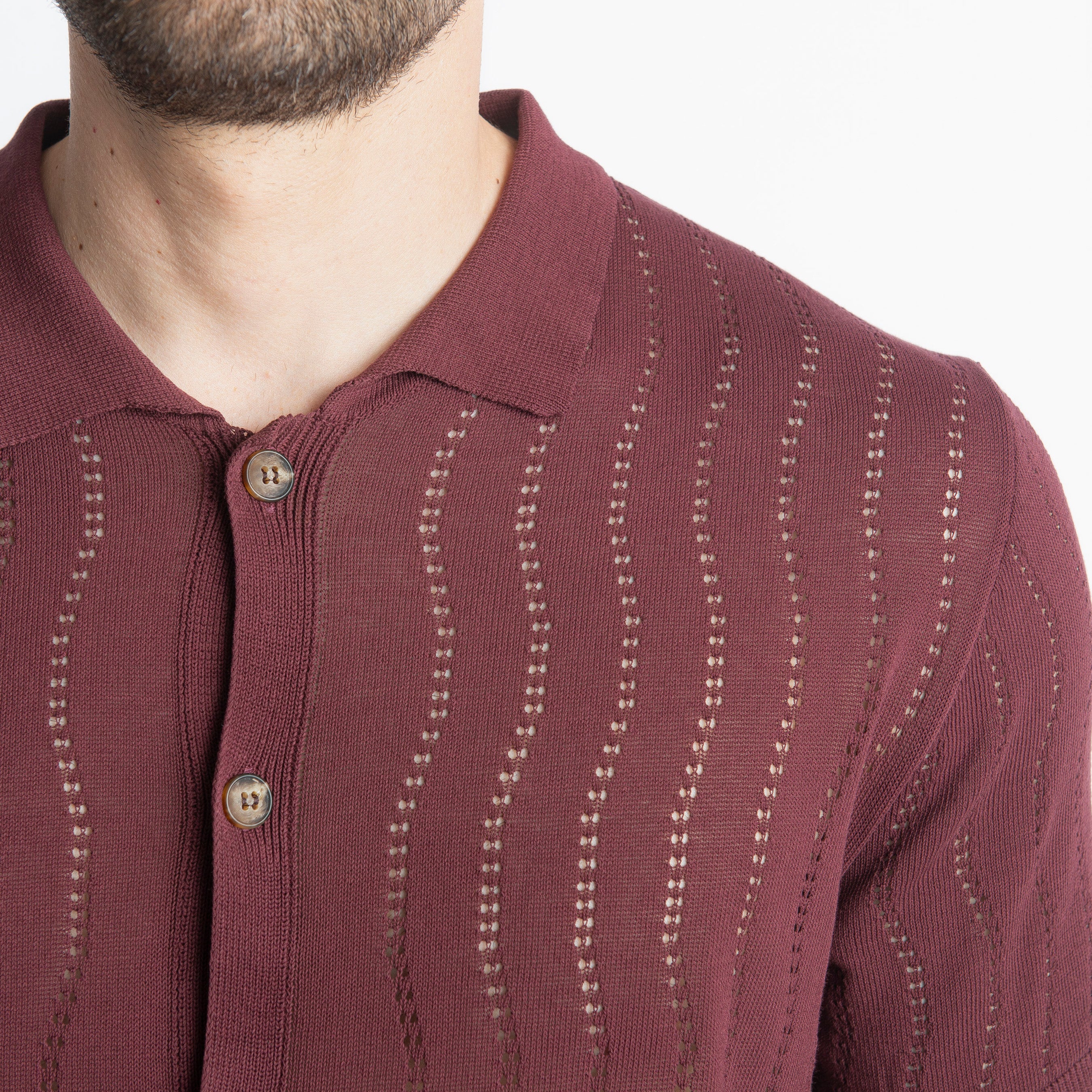 Cardigan Camicia in Crêpe di Cotone Vinaccia
