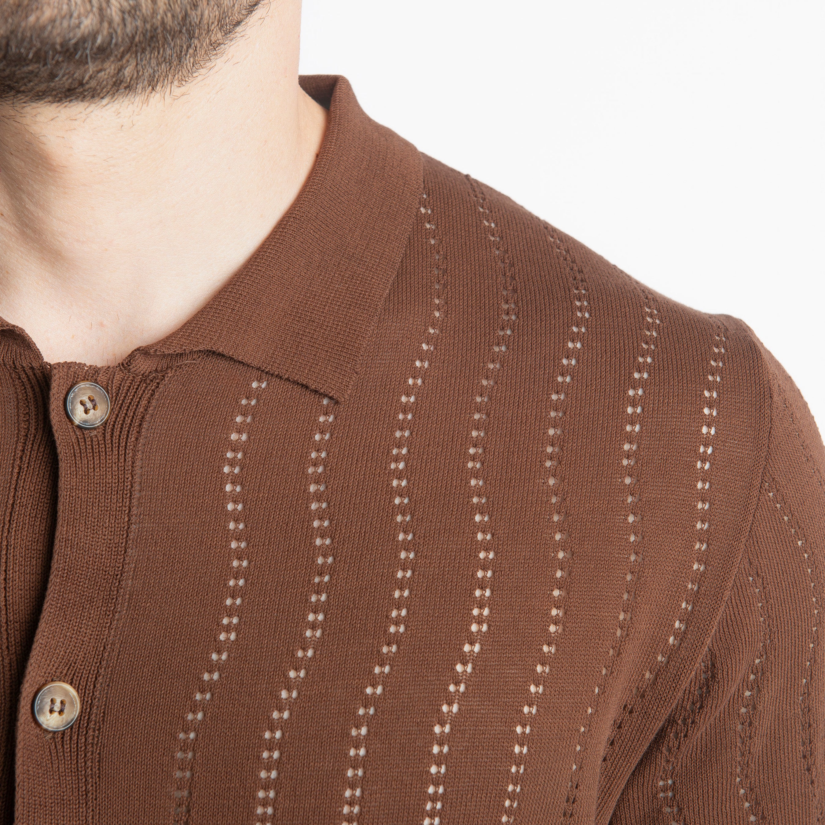 Cardigan Camicia in Crêpe di Cotone Moro