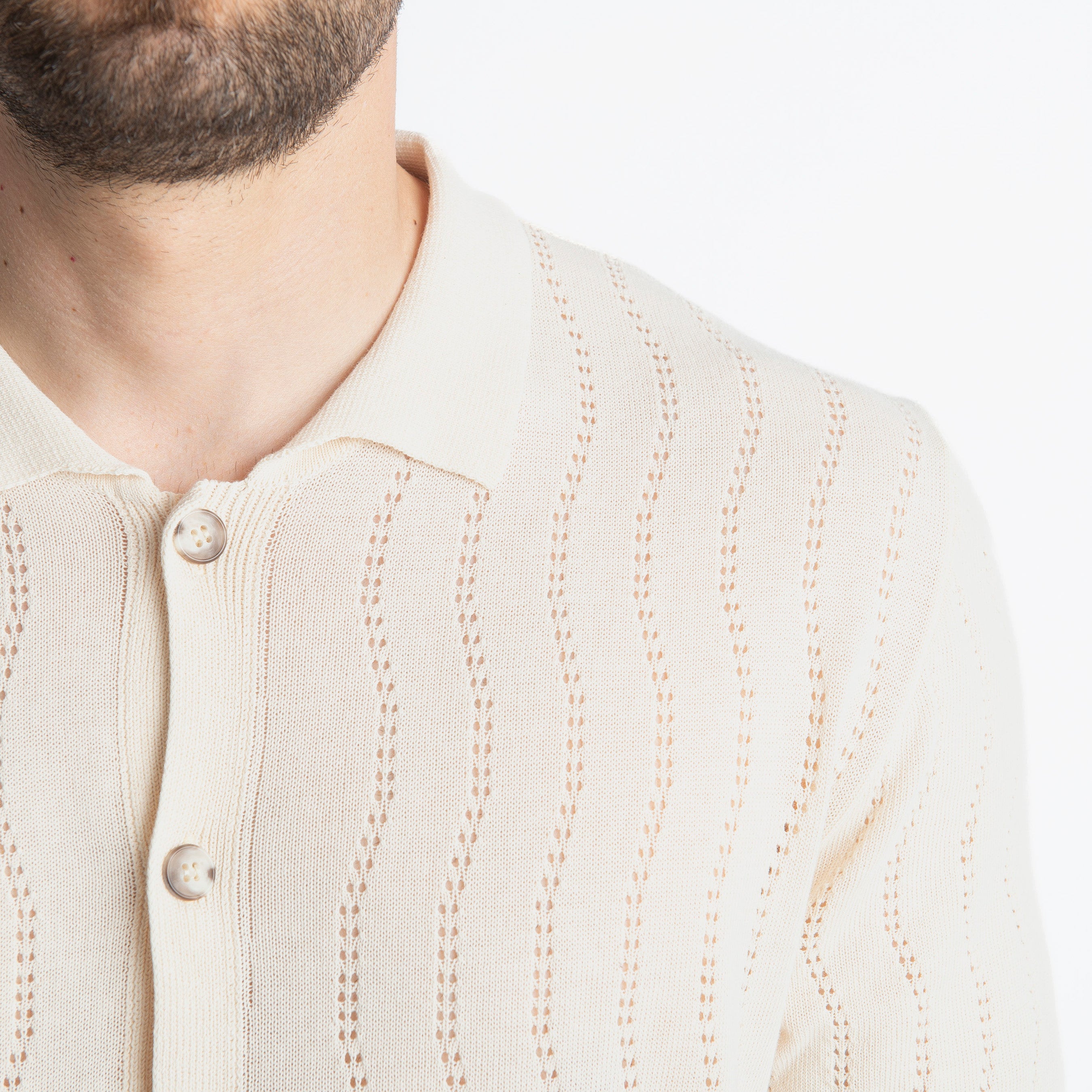 Cardigan Camicia in Crêpe di Cotone Panna
