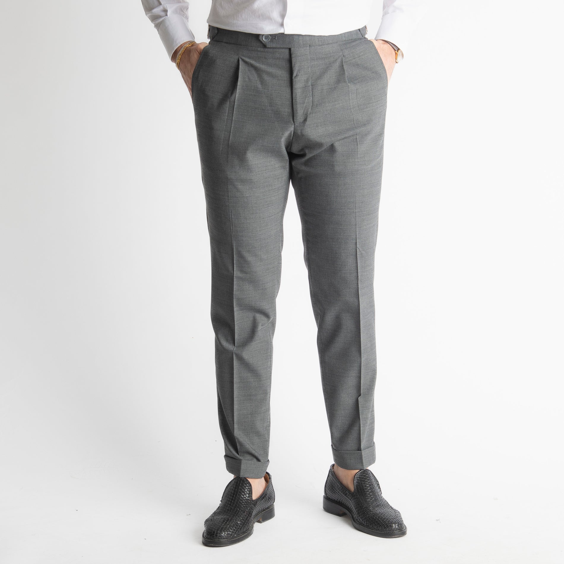 Pantalone Fresco Lana Morositas TO8025 Doppia Fibbia Grigio