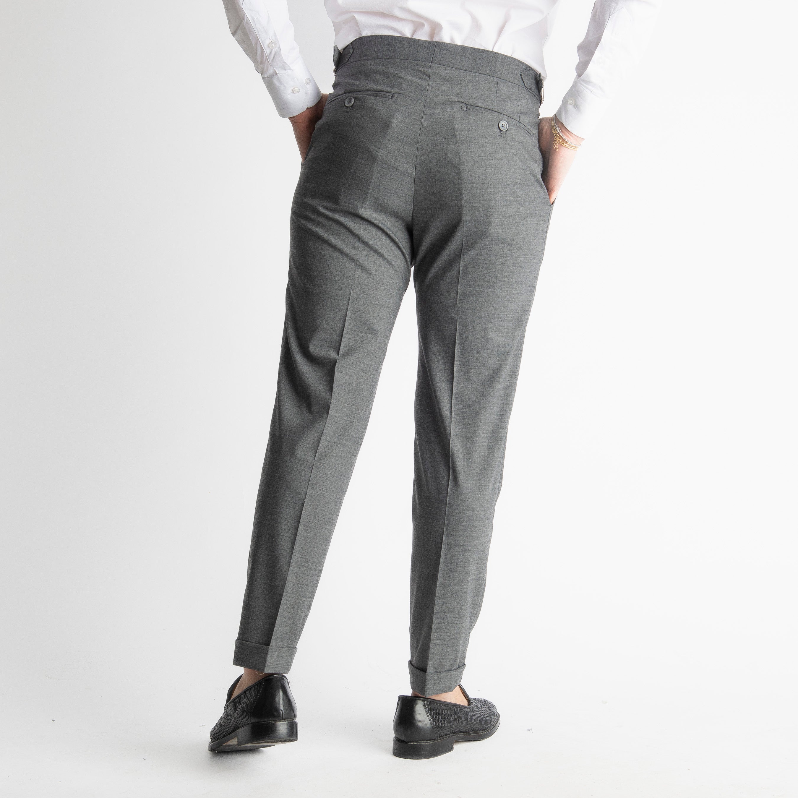 Pantalone Fresco Lana Morositas TO8025 Doppia Fibbia Grigio
