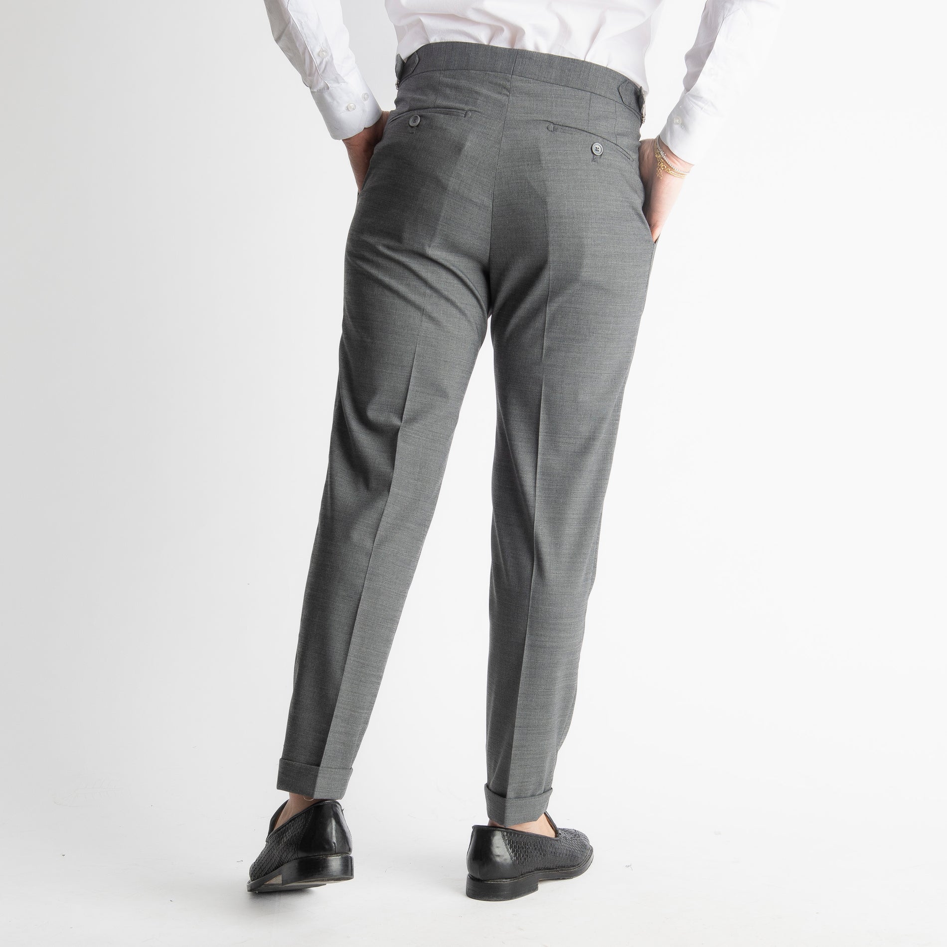 Pantalone Fresco Lana Morositas TO8025 Doppia Fibbia Grigio