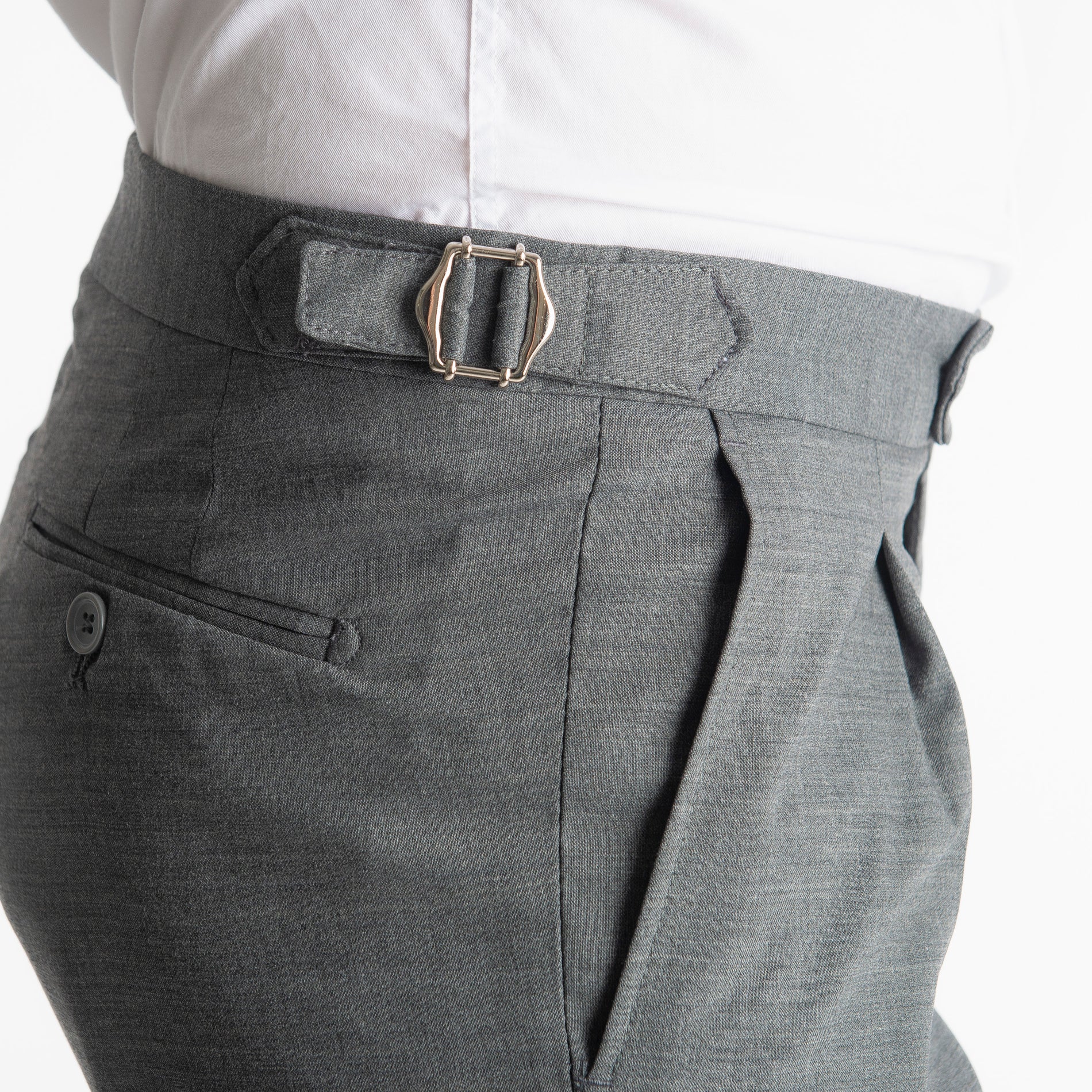 Pantalone Fresco Lana Morositas TO8025 Doppia Fibbia Grigio