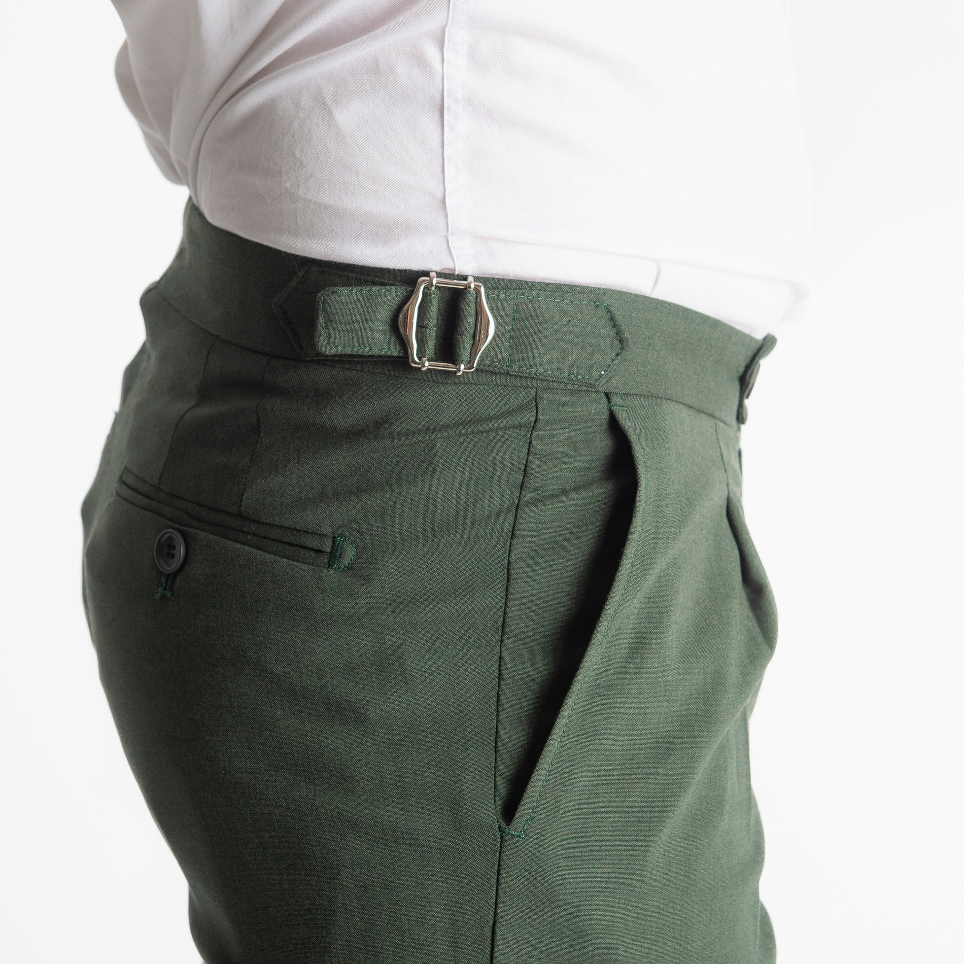 Pantalone Fresco Lana Morositas TO8025 Doppia Fibbia Verde Loden