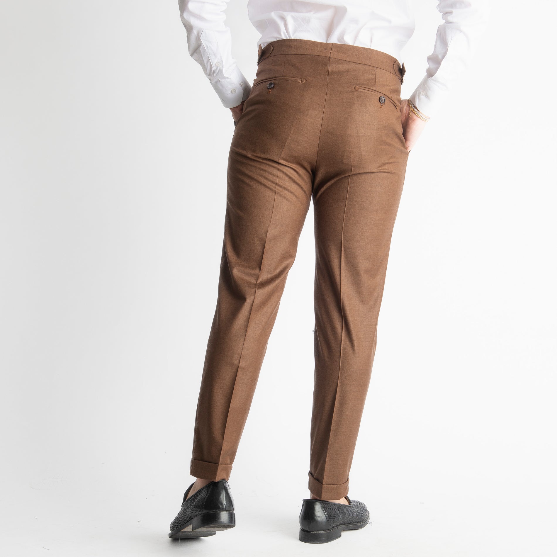 Pantalone Fresco Lana Morositas TO8025 Doppia Fibbia Moro