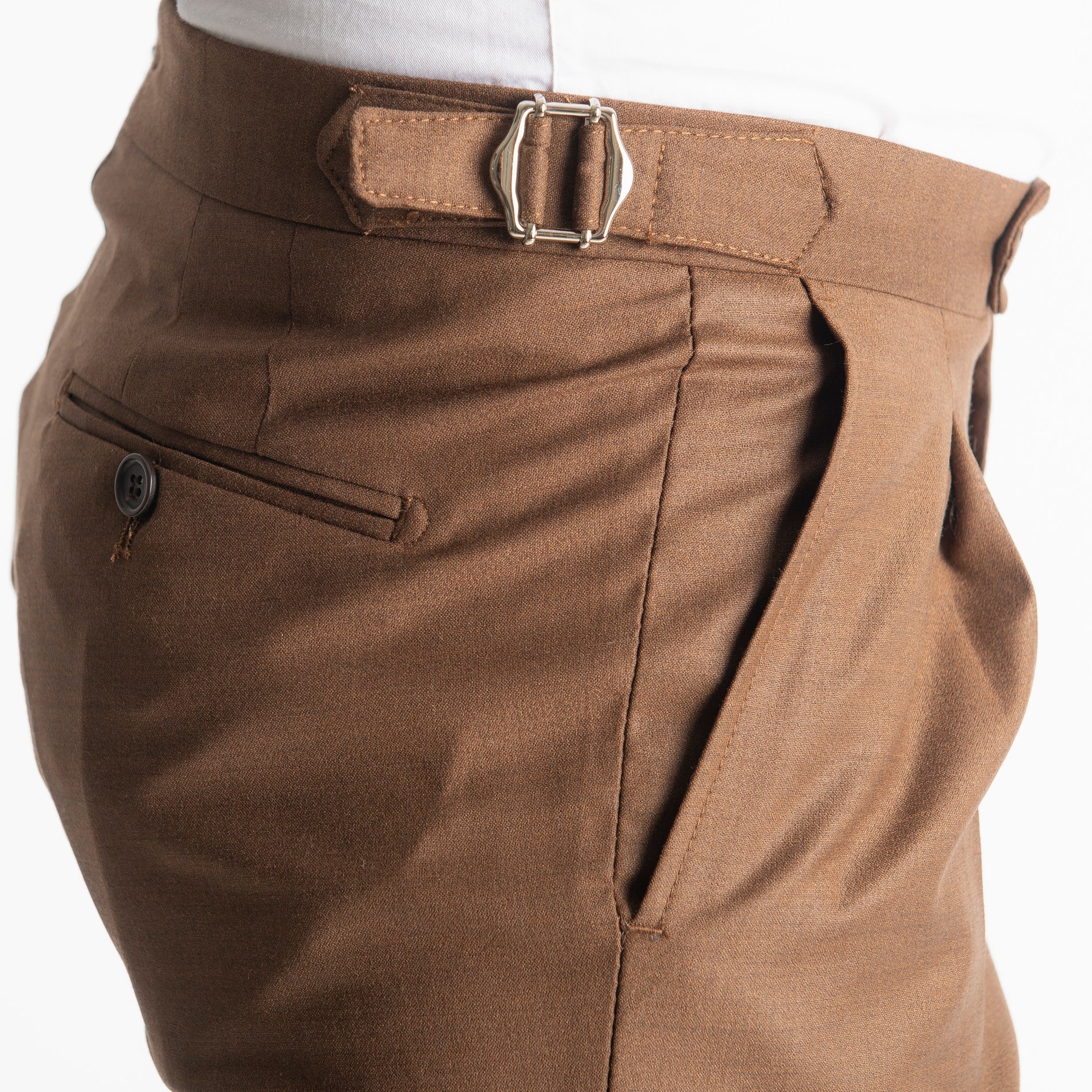 Pantalone Fresco Lana Morositas TO8025 Doppia Fibbia Moro