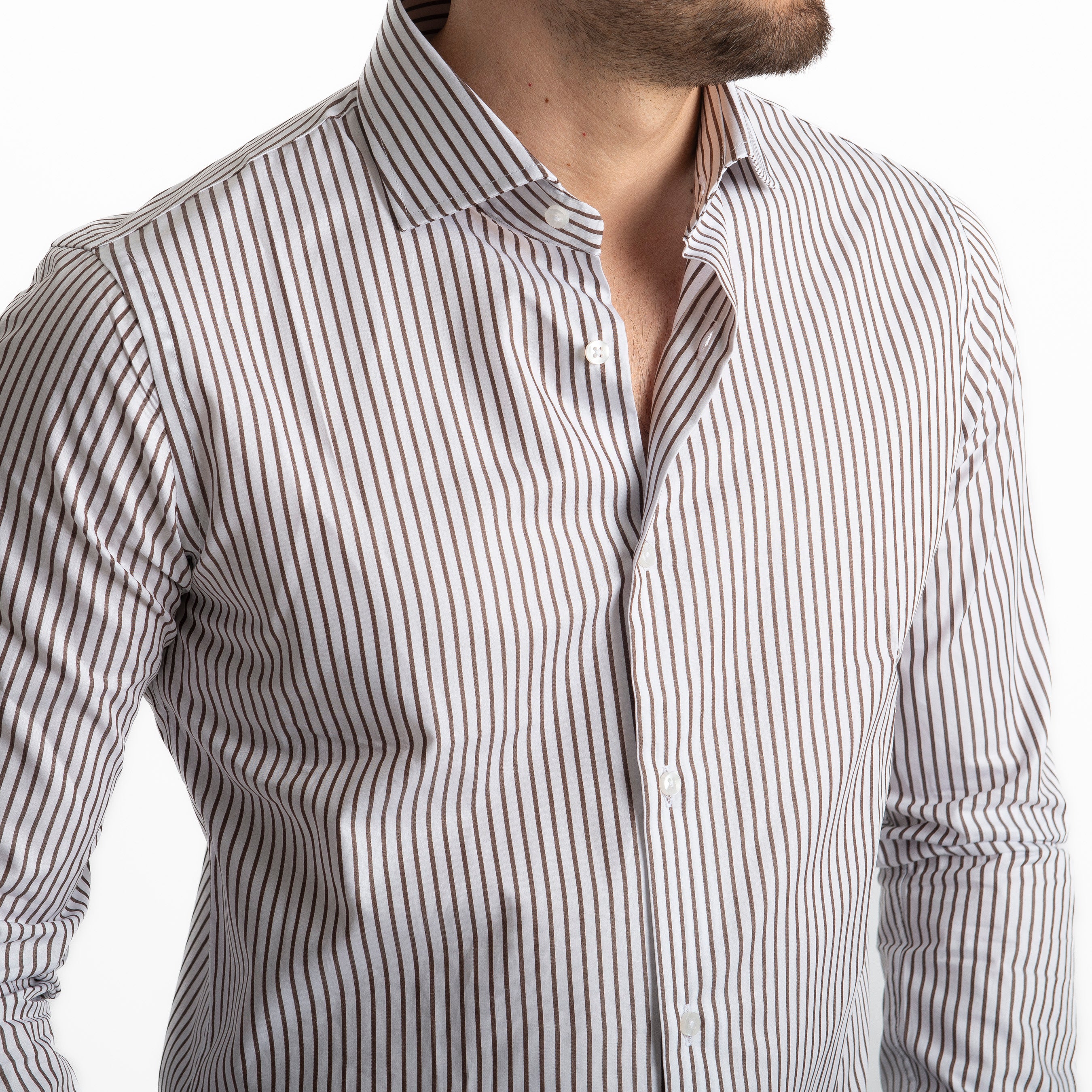 Camicia Rigata Marrone