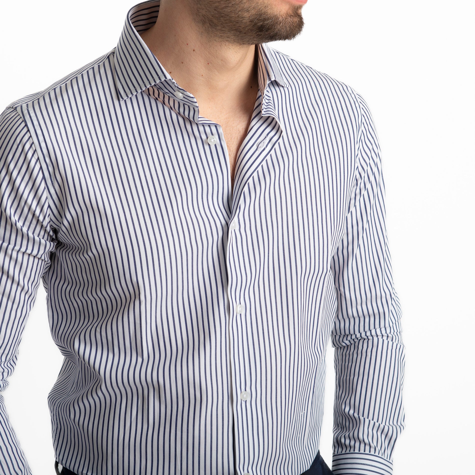 Camicia Rigata Blu Notte