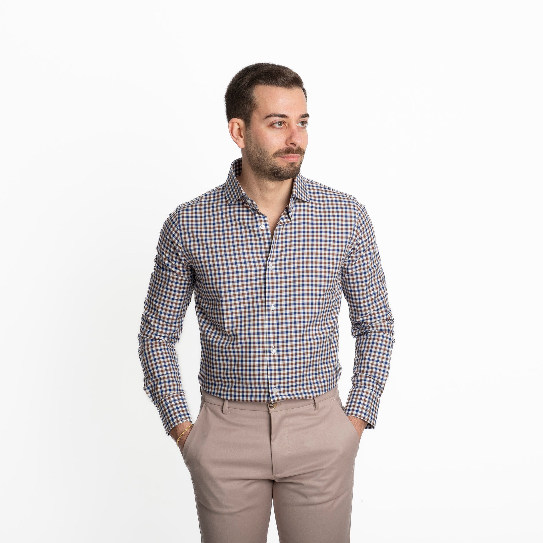 Camicia Quadri Blu-Marrone