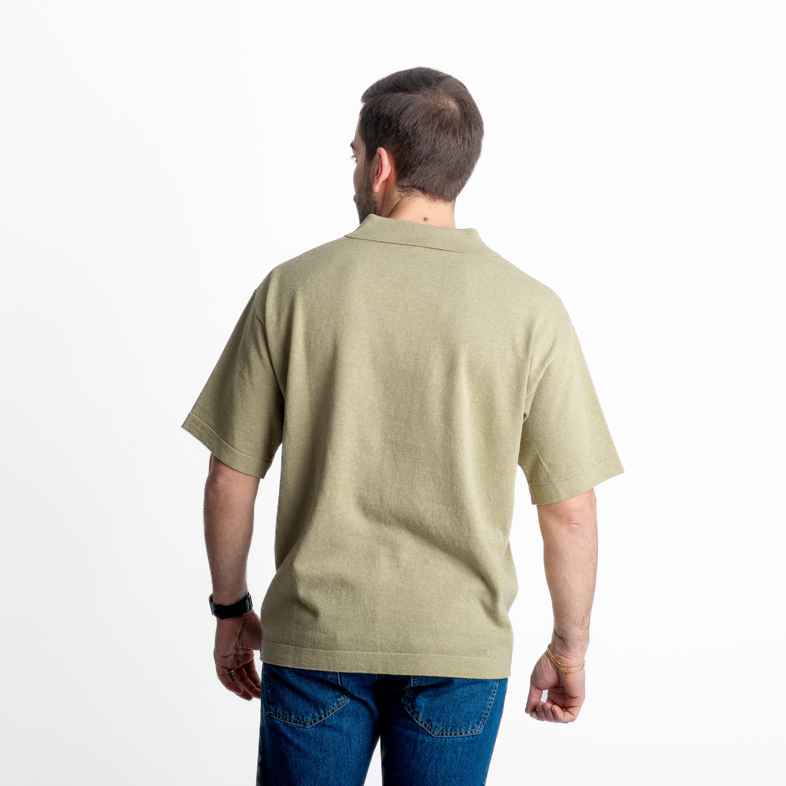 Polo in maglia Scollo V Old Money Verde Oliva