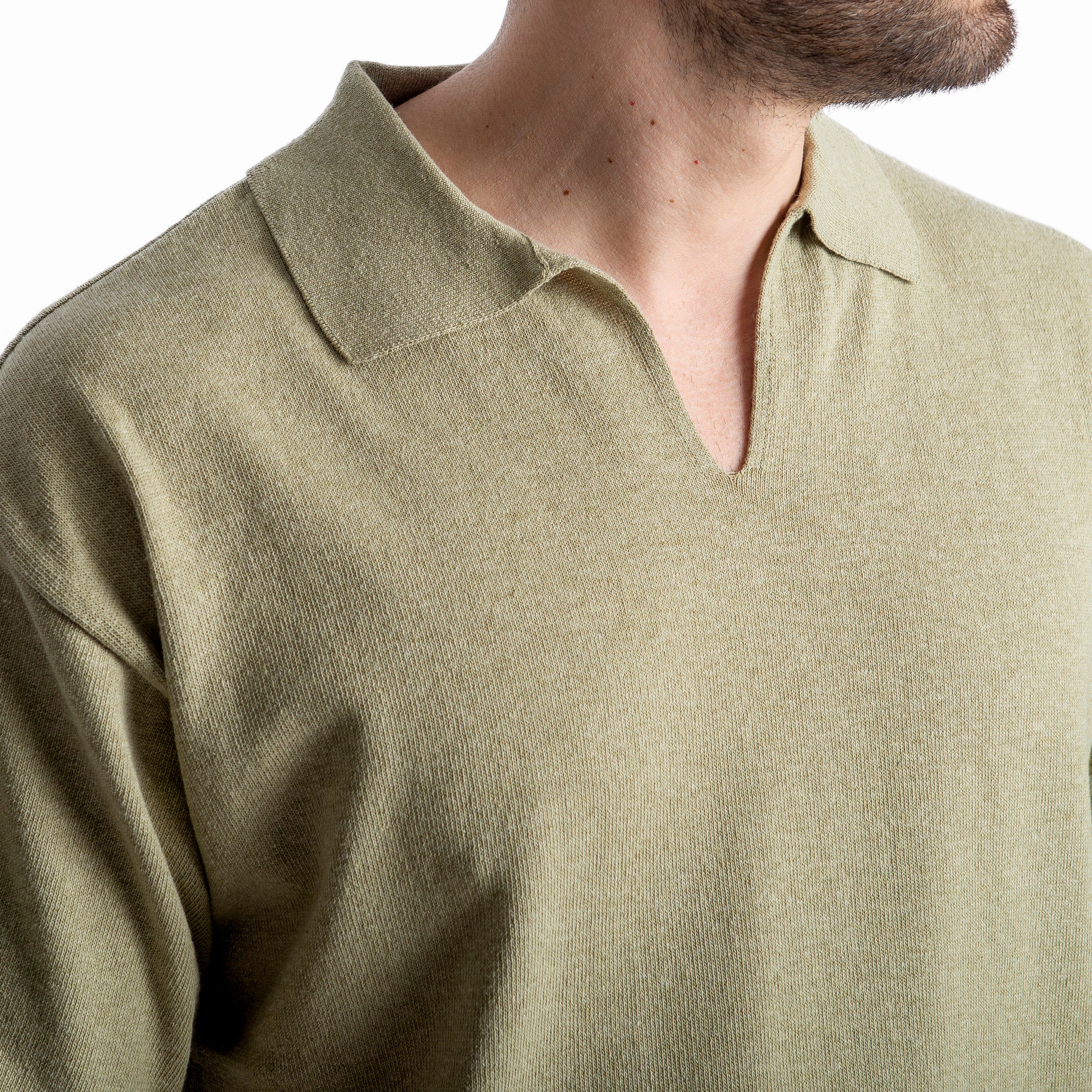 Polo in maglia Scollo V Old Money Verde Oliva