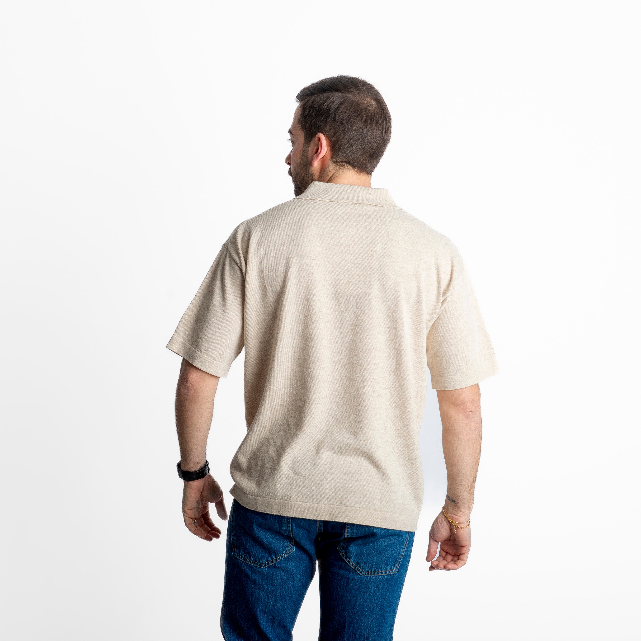 Polo in maglia Scollo V Old Money Beige