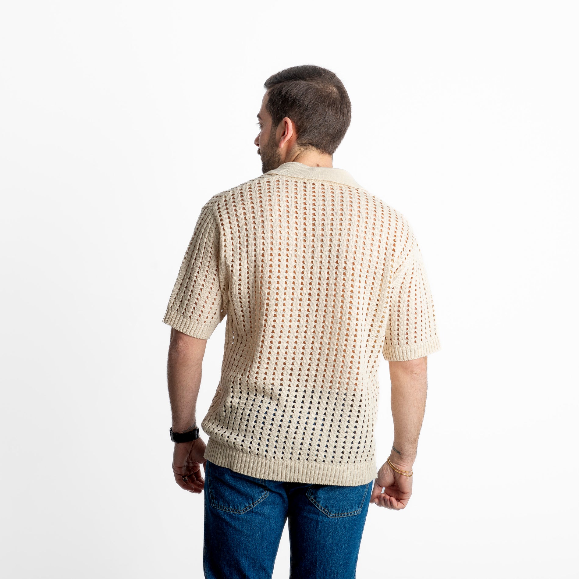 Polo in maglia Traforata Beige