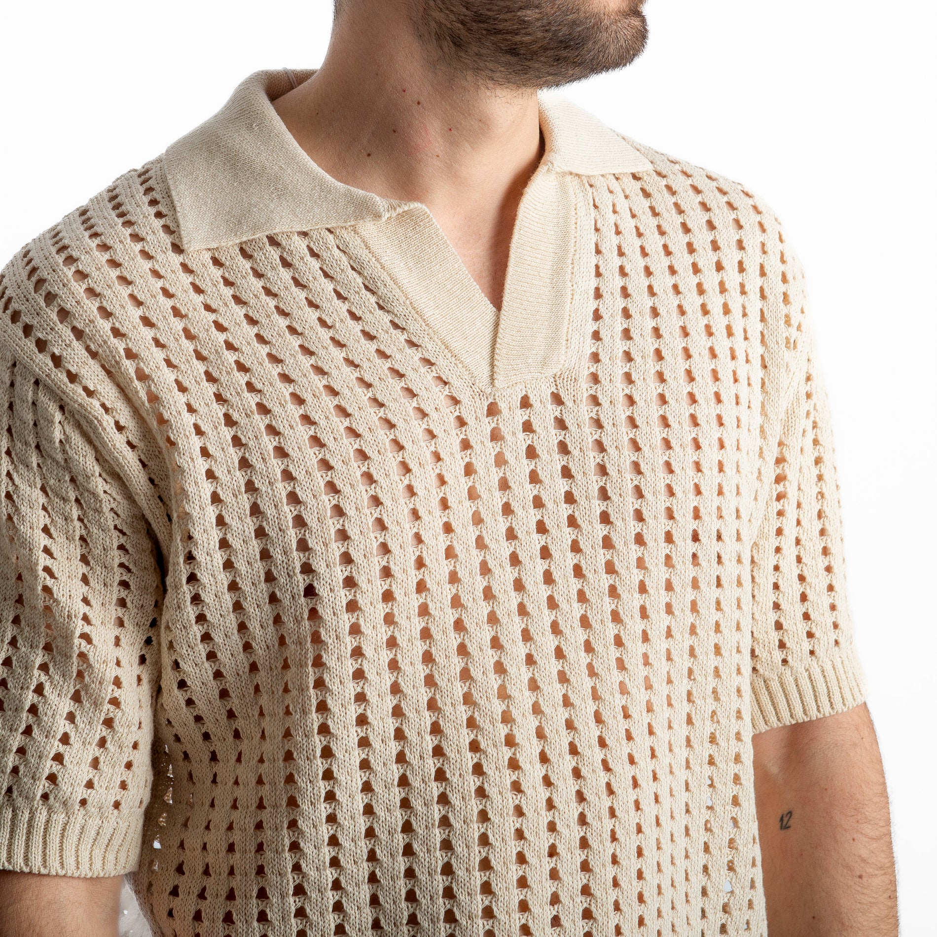 Polo in maglia Traforata Beige