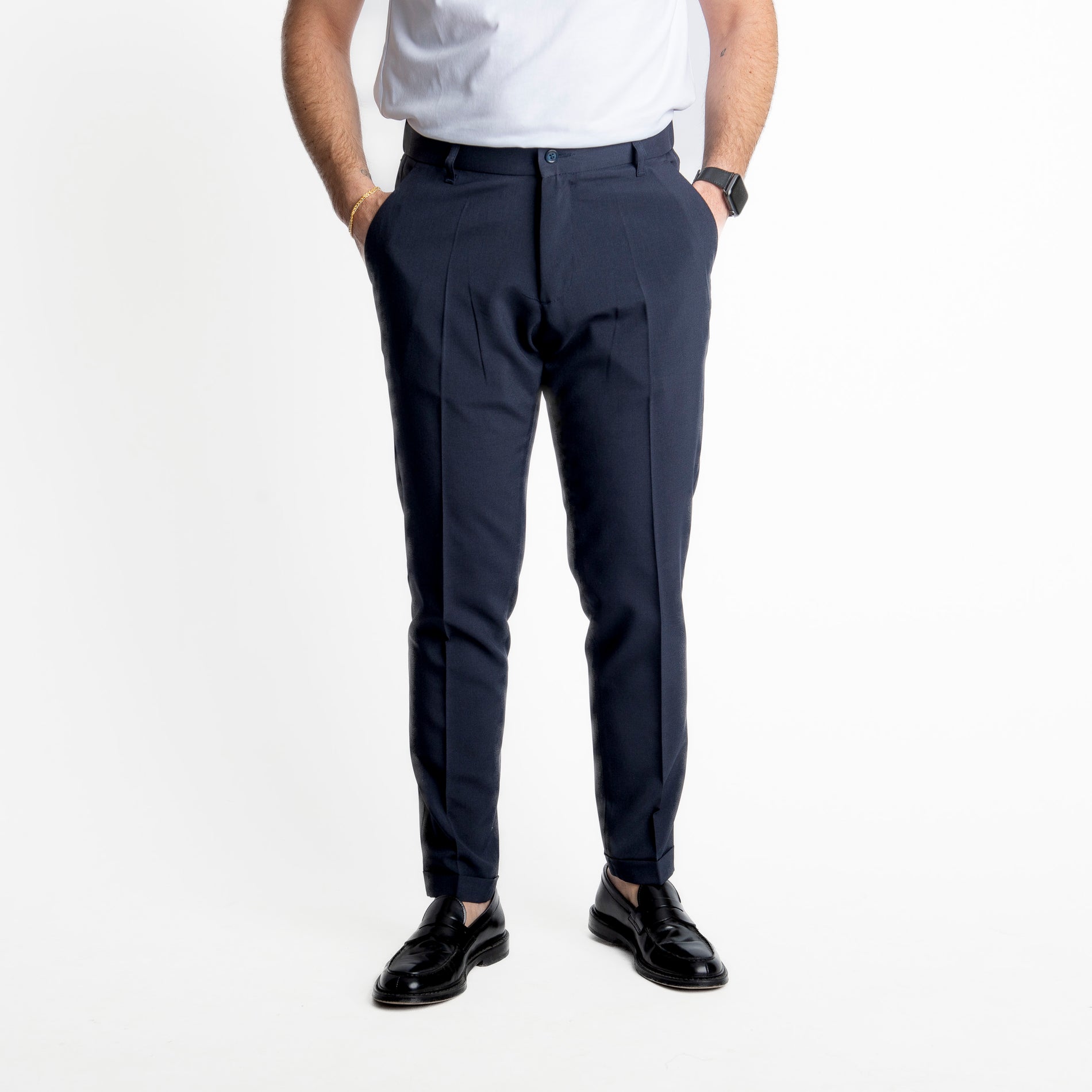 Pantalone 8007 con Elastico Blu